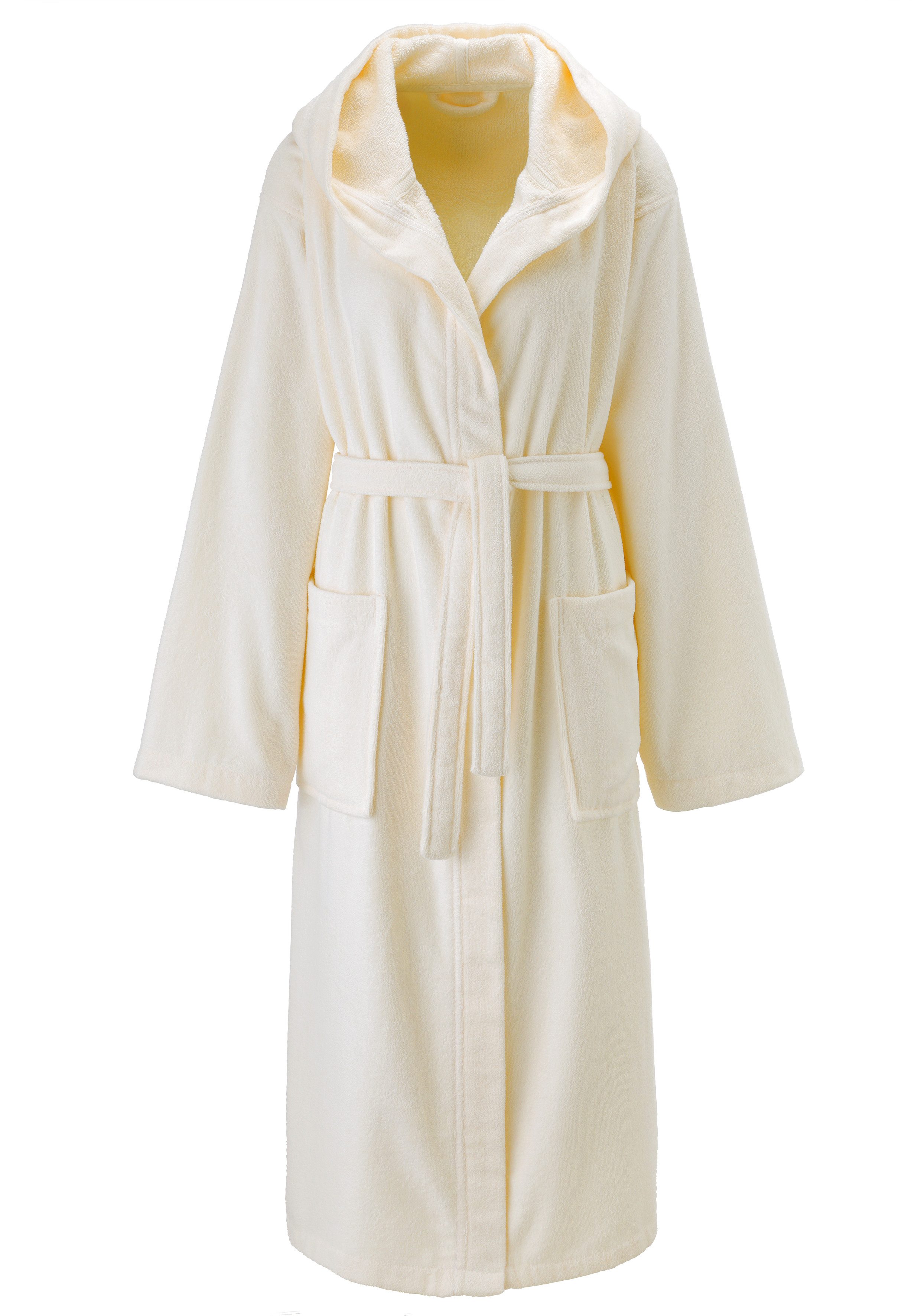 my home Unisex-Bademantel Regona, Hotelbademantel, Morgenmantel, Standardlänge & Überlänge, Langform, Veloursfrottier, Kapuze, Gürtel, Damen & Herren, mit Taschen, flauschig, weich, Velours, Sauna & Spa