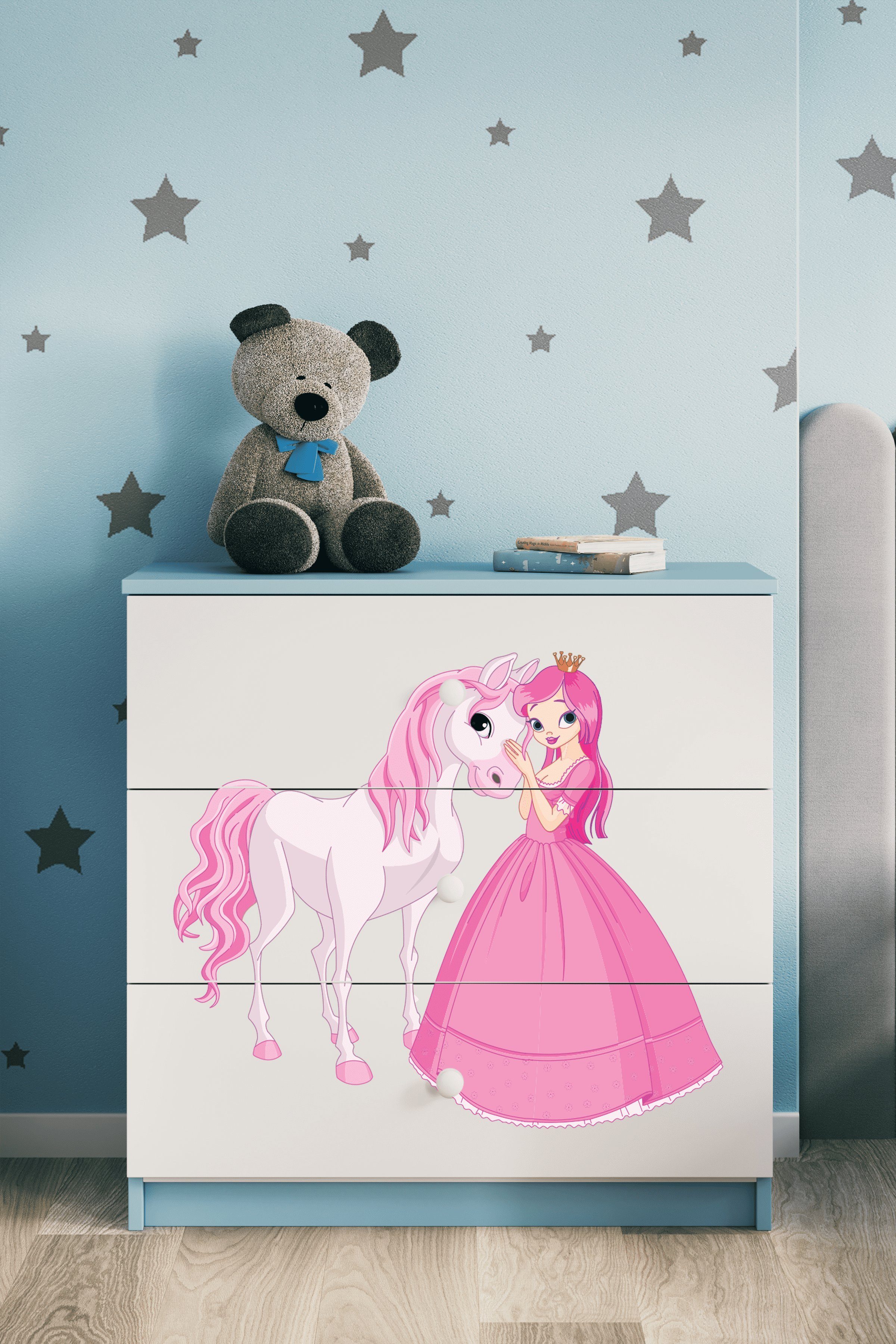 Bjird Kommode Babydream (mit 3 Schubladen), Breite 80 cm, verschiedene Farben und Motive