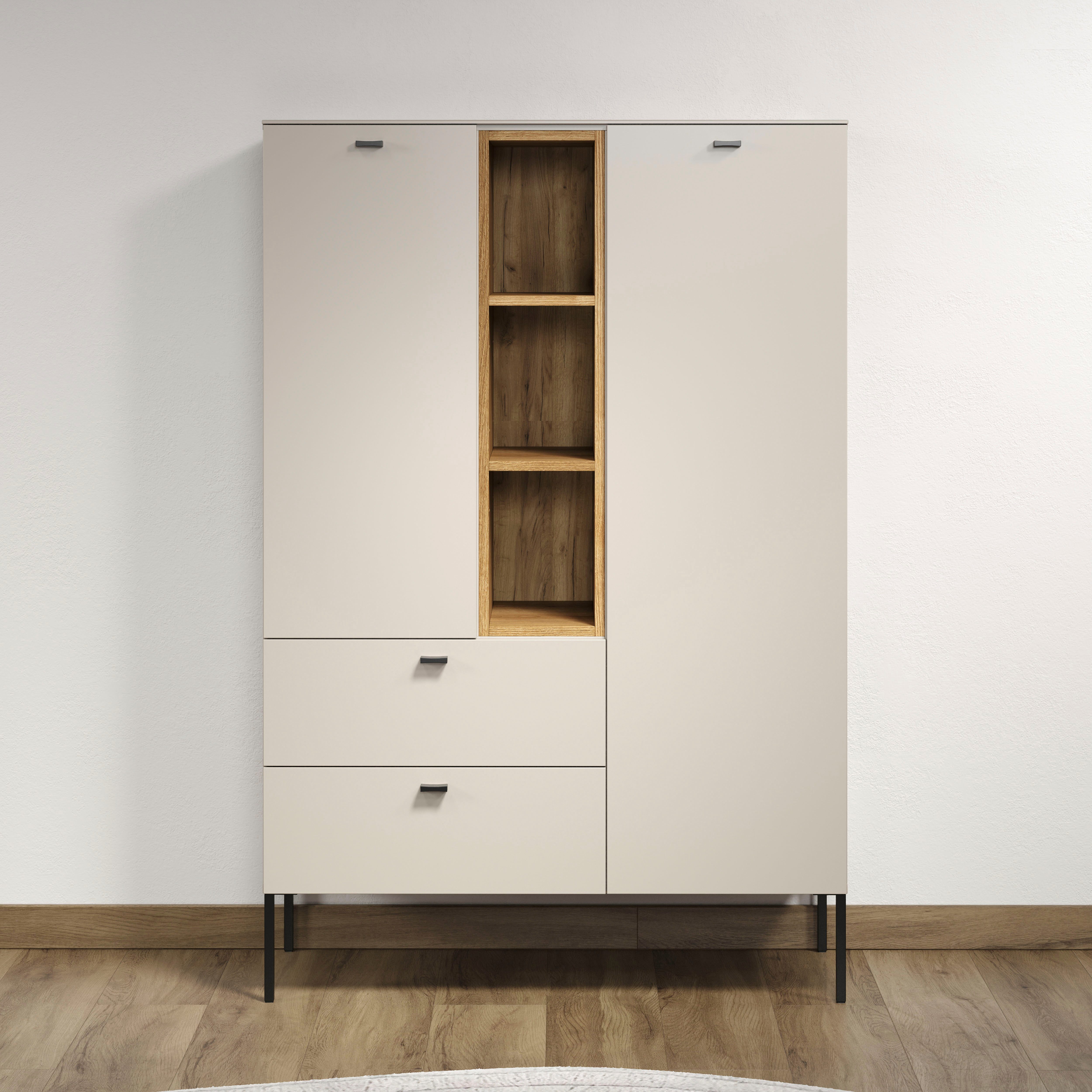 Home affaire Highboard San Pedro (1 St), Highboard, 2 Türen, 2 Schubkasten & Soft-Close - (B/T/H) 93/42/140 cm