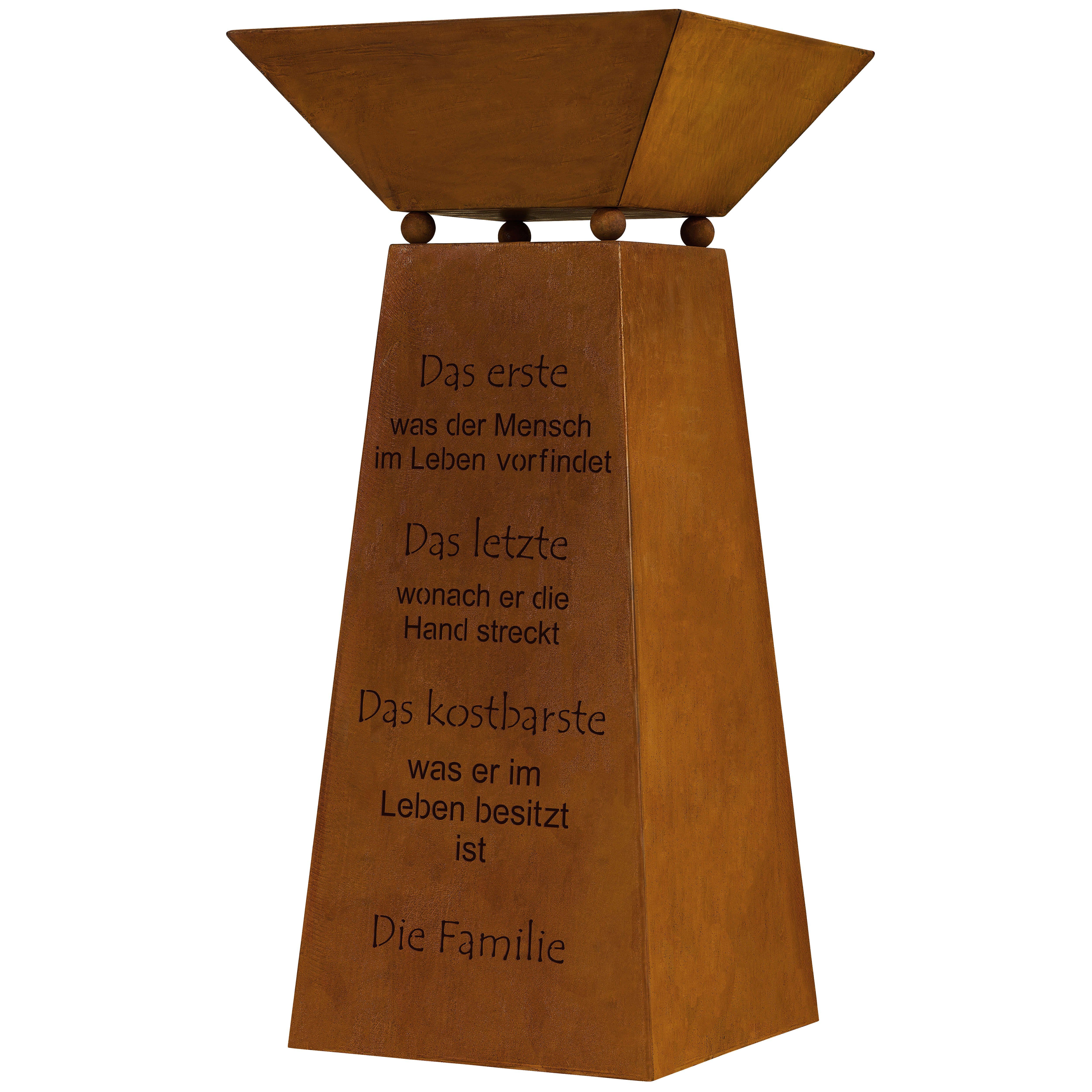 Rostikal Dekosäule Pflanzschale mit Säule Spruch günstig online kaufen