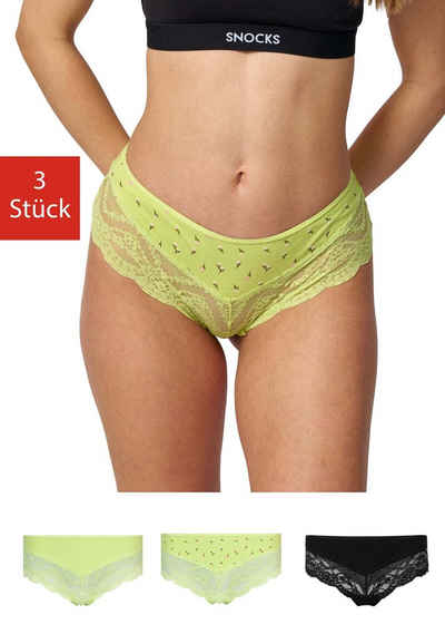 SNOCKS Hipster Panties Damen Unterhose (3-St) mit Spitze, bequem und elegant