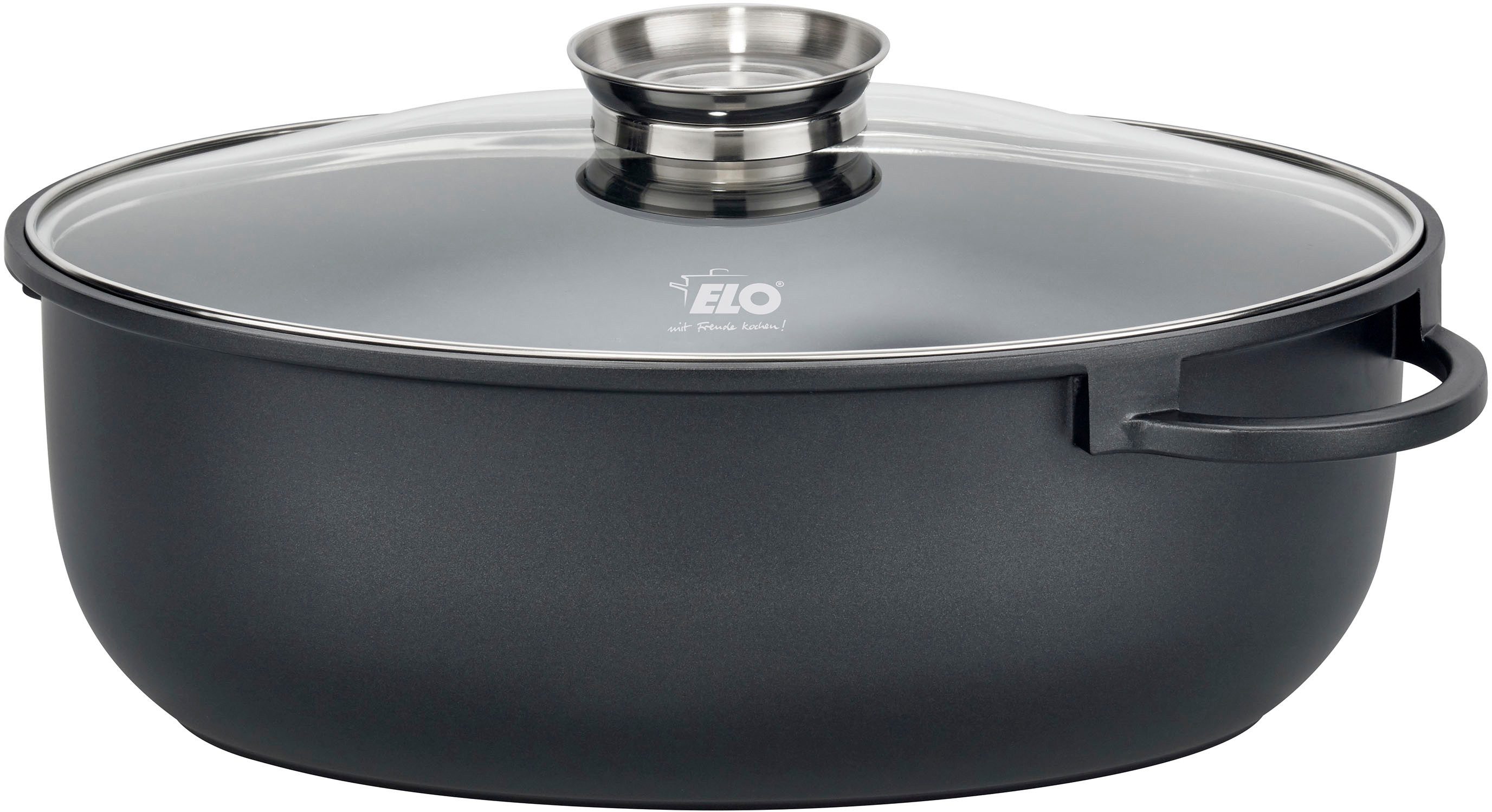 Elo Bräter Alucast, Aluminiumguss (1-tlg., 1 Bräter mit Glasdeckel), Aromaknopf, Induktion