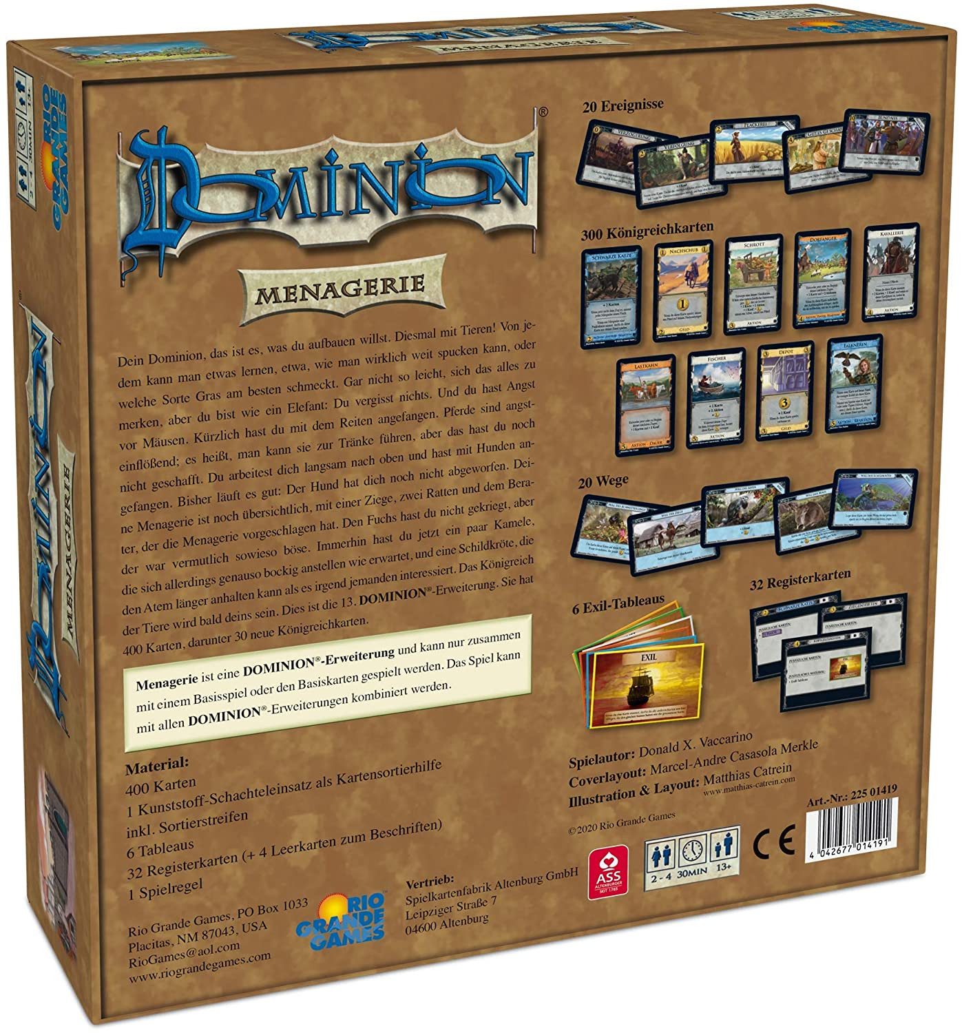 Rio Grande Games Spiel RGG - Dominion - Erweiterung Menagerie, Brettspiel