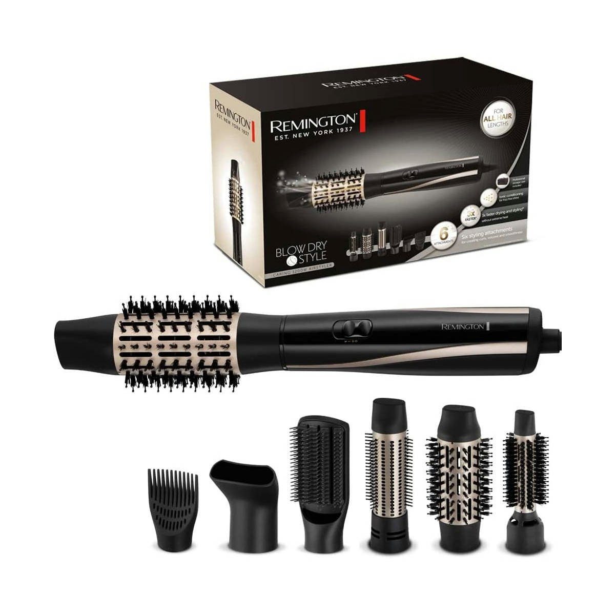 Remington Warmluftbürste Warmluftbürste AS7700 Blow Dry&Style 2 Heiz- & Gebläsestufen 1200 W, Airstyler/Rund-&Lockenbürste für kurze, mittellange & lange Haare