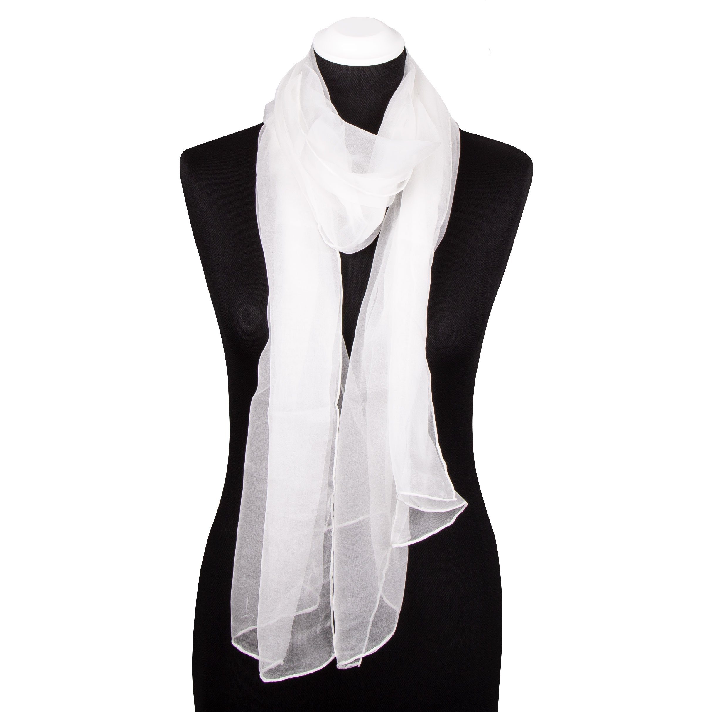 Seidenschal Seidenschal Halstuch Schal Chiffon Naturweiß