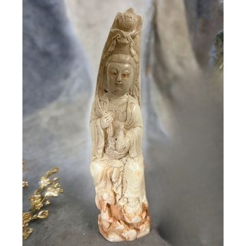 Asien LifeStyle Buddhafigur Kwanyin Buddha Figur Hetian Jade China 18,5cm