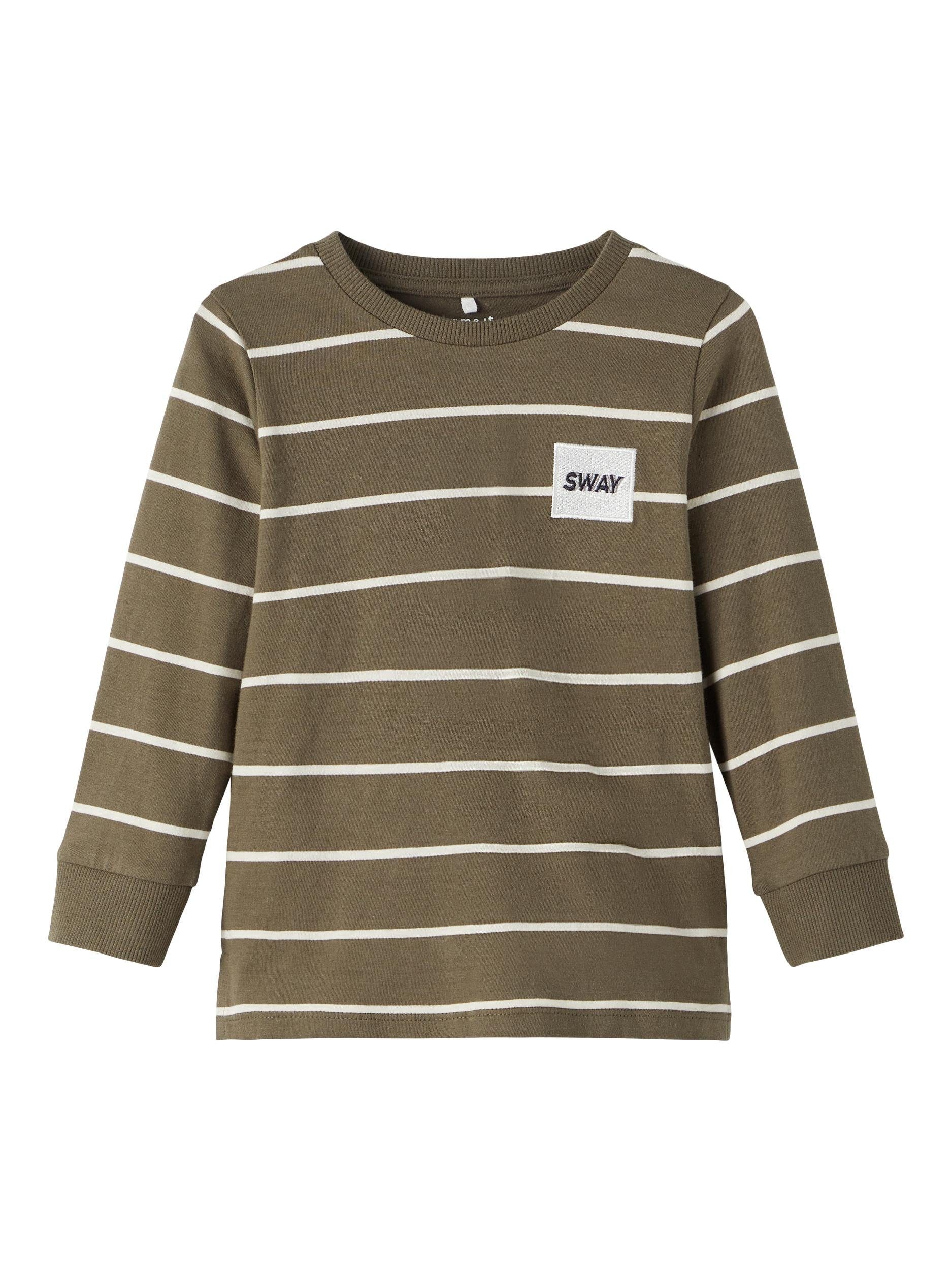Name It Longsleeve Name It Jungen Sweatshirt langärmelig mit Streifen (1-tlg) aus reiner Baumwolle Tarmac | Rundhalsshirts