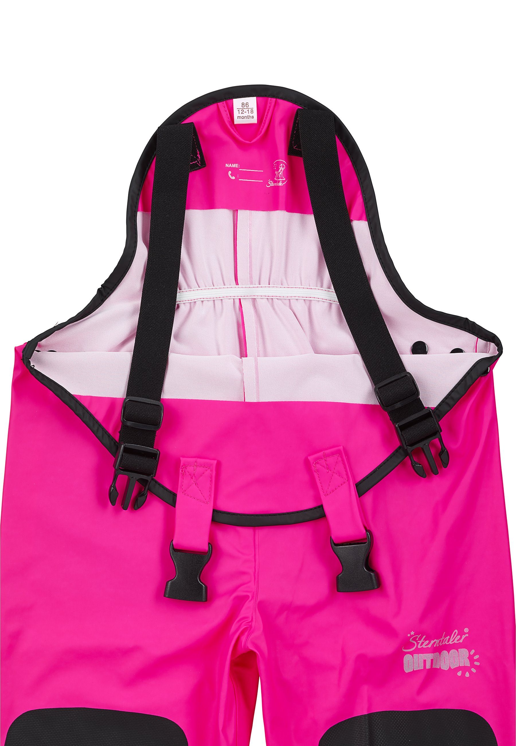 pink Kinder, und Regenhose mit Regenhose (1-tlg) uni Reflektoren Trägern Funktions-Regenhose Funktions-Regenhose Sterntaler®