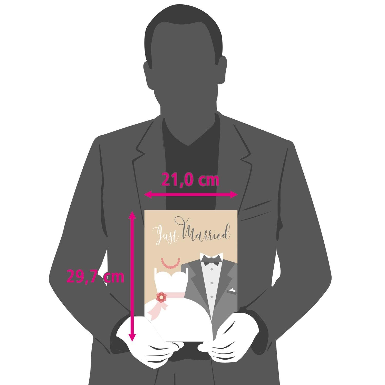 itenga Grußkarten itenga XXL Klappkarte DIN A4 Just Married Brautpaar Hochzeit und XXL B