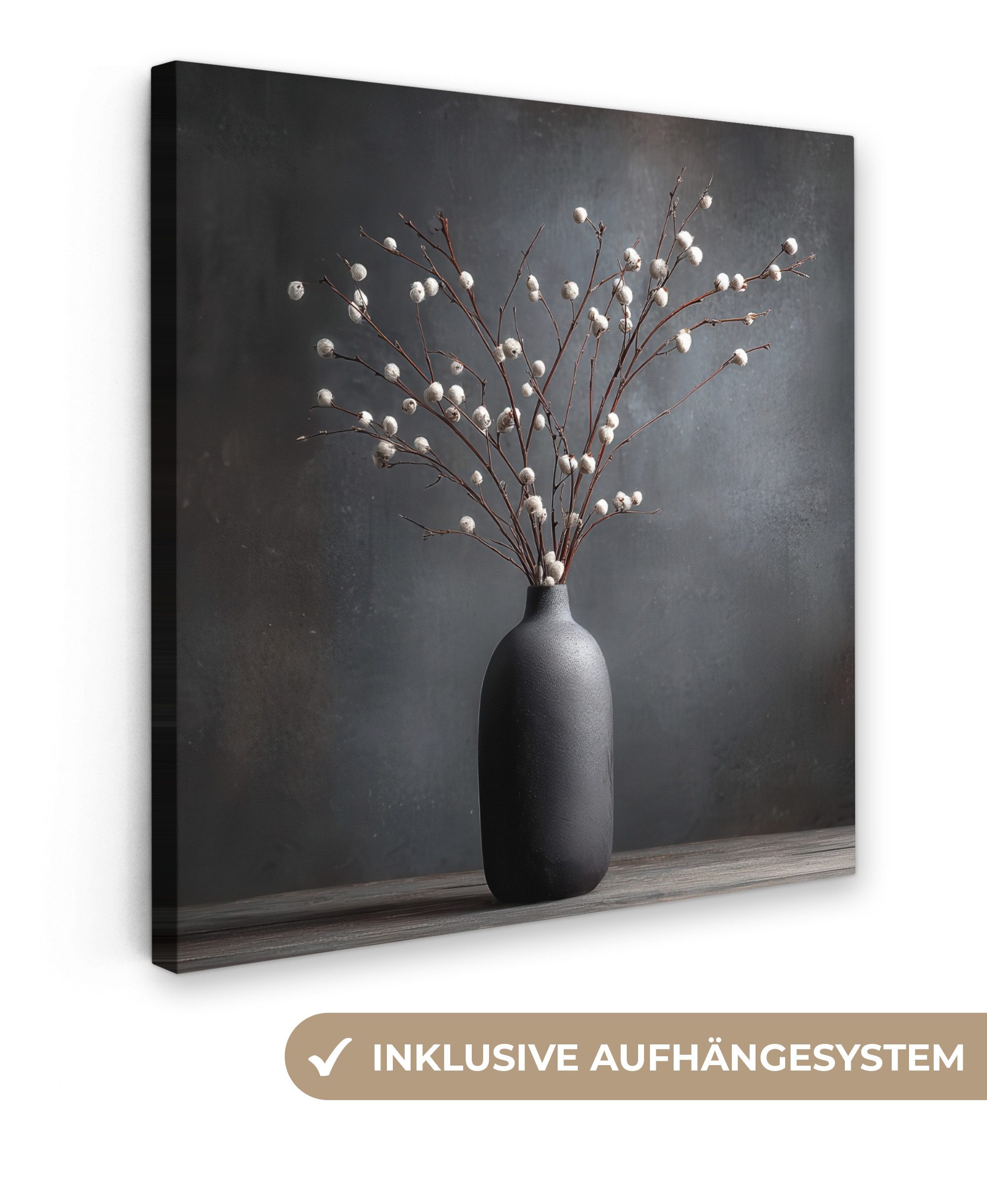 OneMillionCanvasses® Leinwandbild Äste - Vase - Kugeln - Weiß, Fotodruck (1 günstig online kaufen