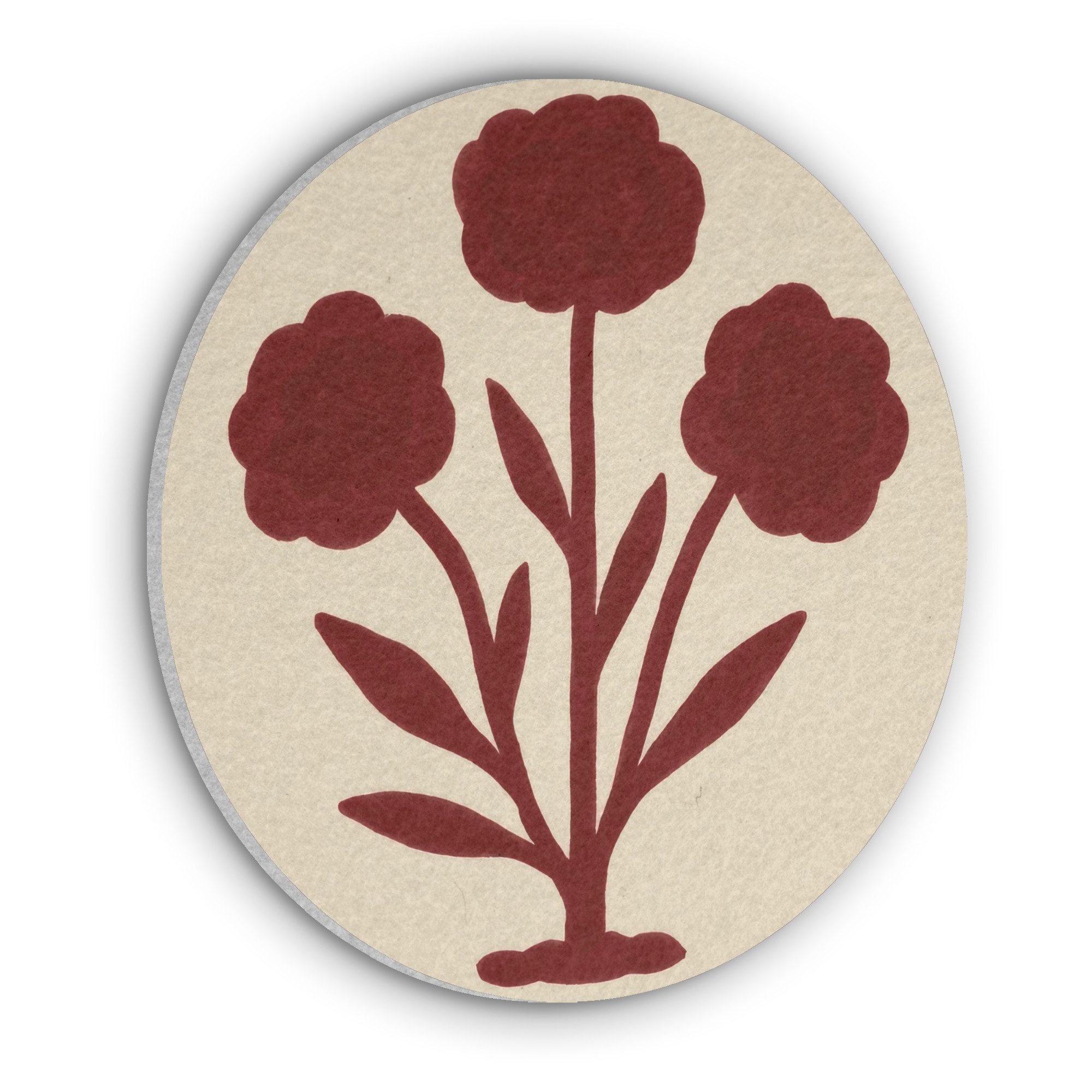 MuchoWow Gemälde Blumen - Blätter - Rot - Minimalistisch, Fotodruck (1 St), Akustikpaneele rund, Schalldämmung, Akustikbilder 30x30 cm