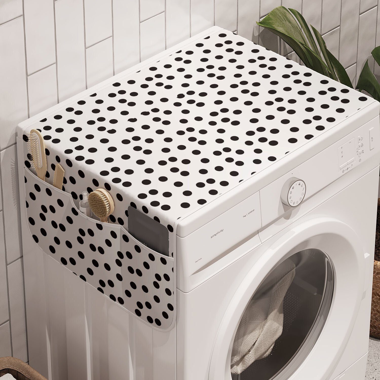 Abakuhaus Badorganizer Anti-Rutsch-Stoffabdeckung für Waschmaschine und Trockner, Abstrakte Geometrie Zufällige Punkte Kunst