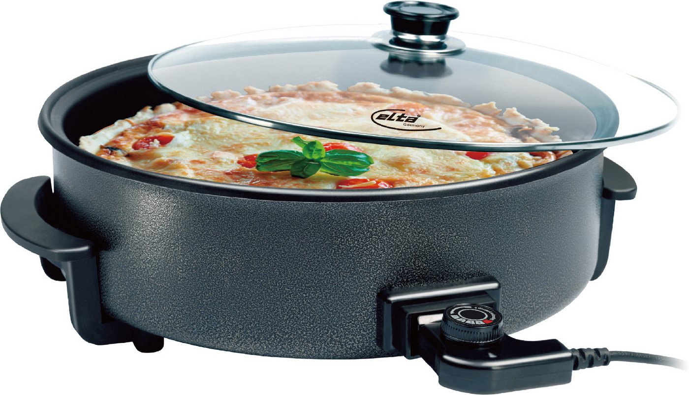 Elta Elektrische Pizzapfanne und Partypfanne, 1500 W, 9 cm hoher Rand, 42 cm Durchmesser