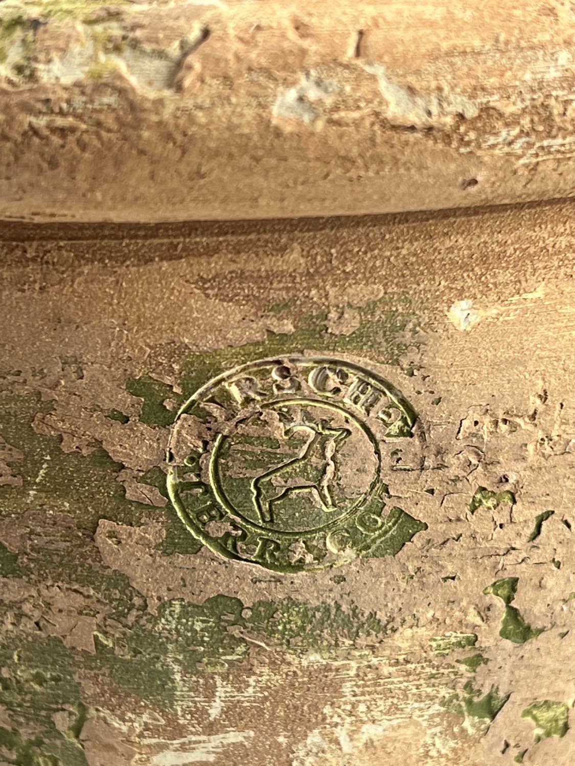 Hirsch Terracotta Blumentopf Vaso Caspo 30 cm Galestro Antik handgefertigt