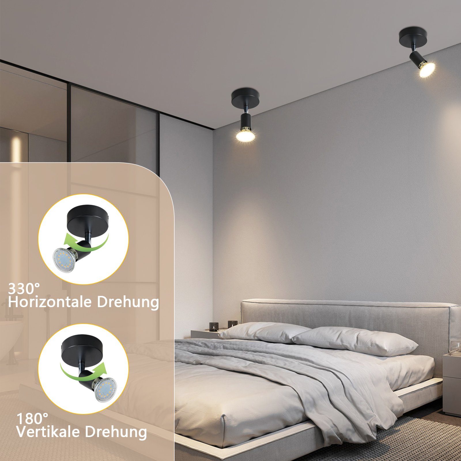 ZMH Deckenleuchte 1 Flammig-Deckenstrahler Modern 330°Drehbar günstig online kaufen