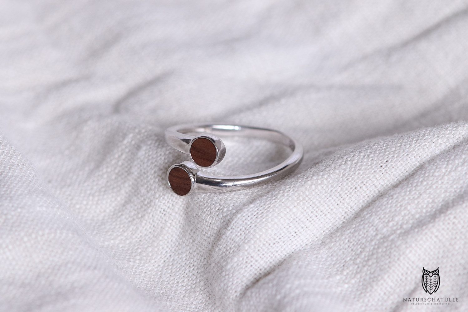 NaturSchatulle Fingerring Circle Pair (Holz & 925 Silber, Verstellbar, Holz günstig online kaufen