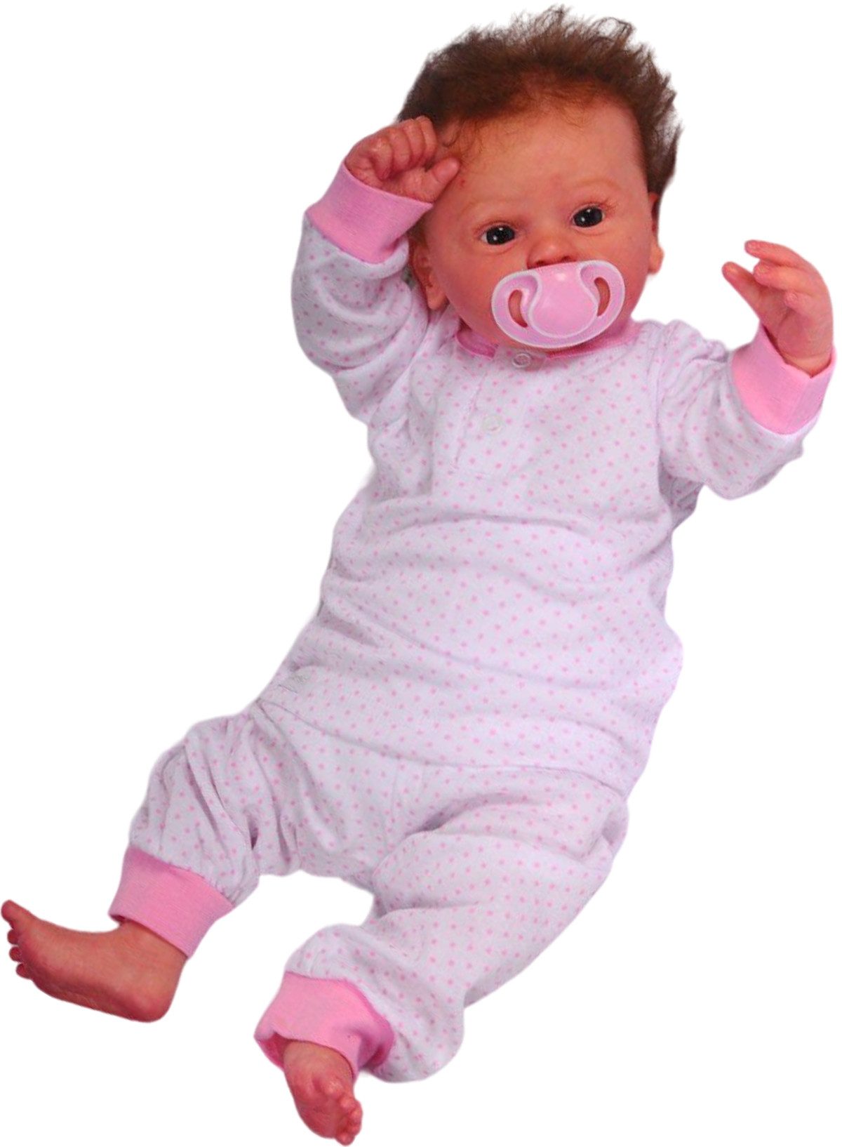 Pyjama Baby Schlafanzug 2Tlg Hose und Langarmshirt in weiß rosa mit Sterne