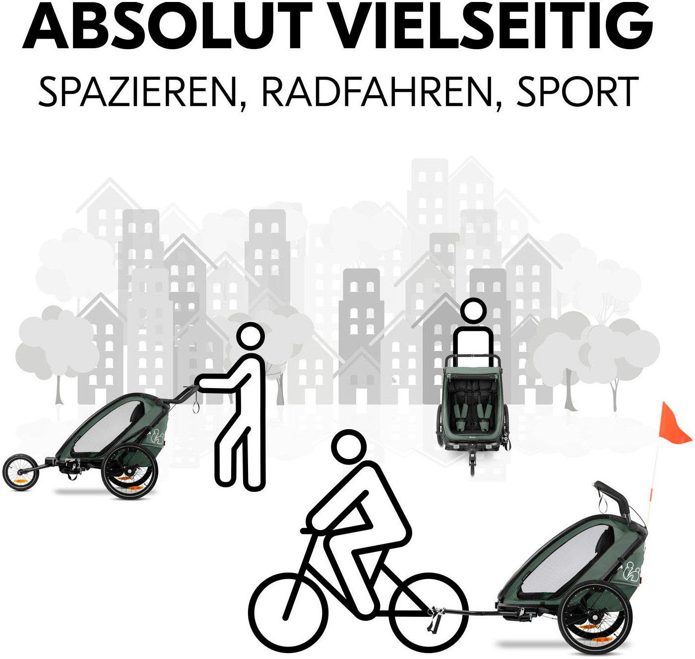 Hauck Fahrradkinderanhänger Bike N Walk Duo, für 2 Kinder, inkl. Deichsel