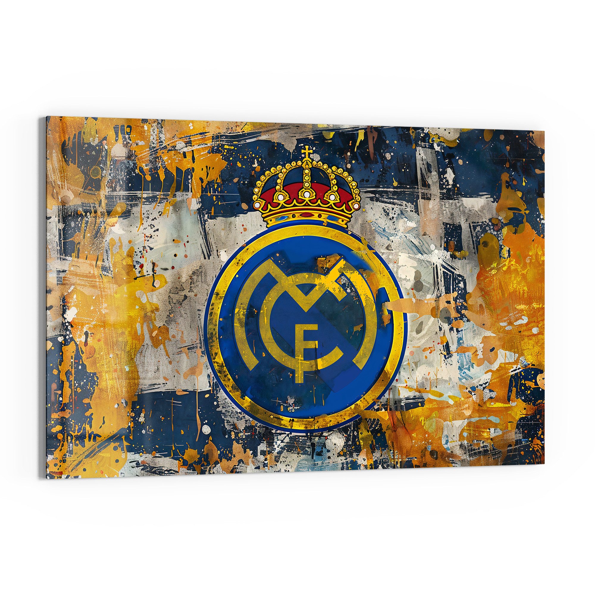 DEQORI Glasbild 'Wappen Real Madrid', 'Wappen Real Madrid', Glas Wandbild Bild schwebend modern