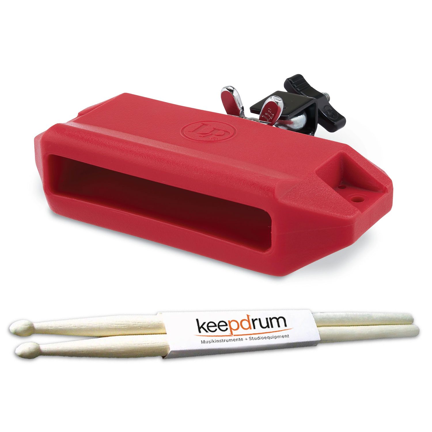Latin Percussion Schlagzeug LP Latin Percussion LP 1207 Jam Block mit Schlagzeugstöcke, 1-St., Jam Block, Vorteils-Set mit Drumsticks 1 Paar
