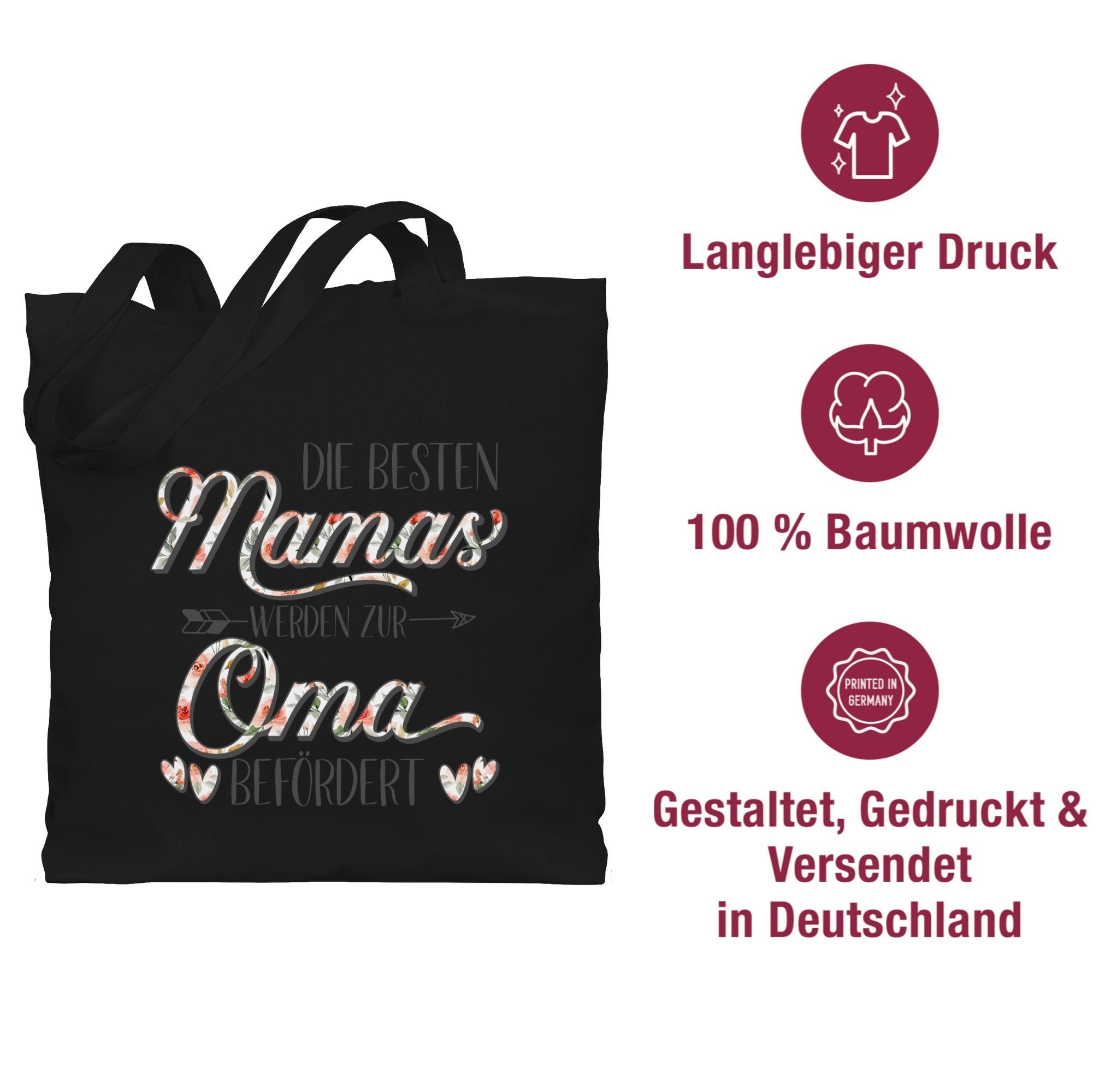 Shirtracer Umhängetasche Schwarz Mamas besten befördert, Die werden 1 Geschenk zur Oma Oma