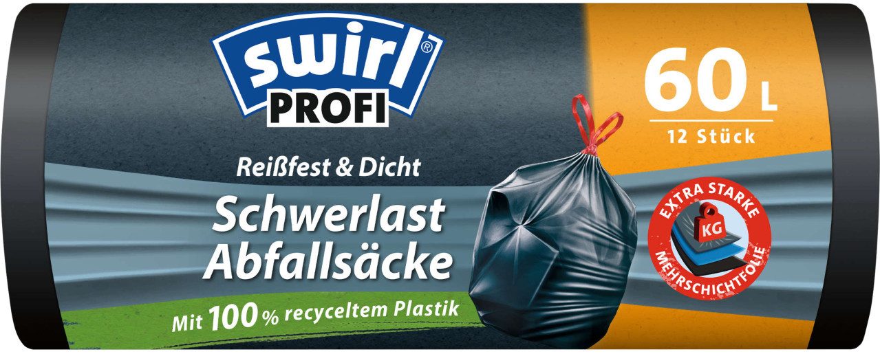 Swirl Müllsack Swirl® Schwerlast-Säcke Profi mit Zugband 60 L