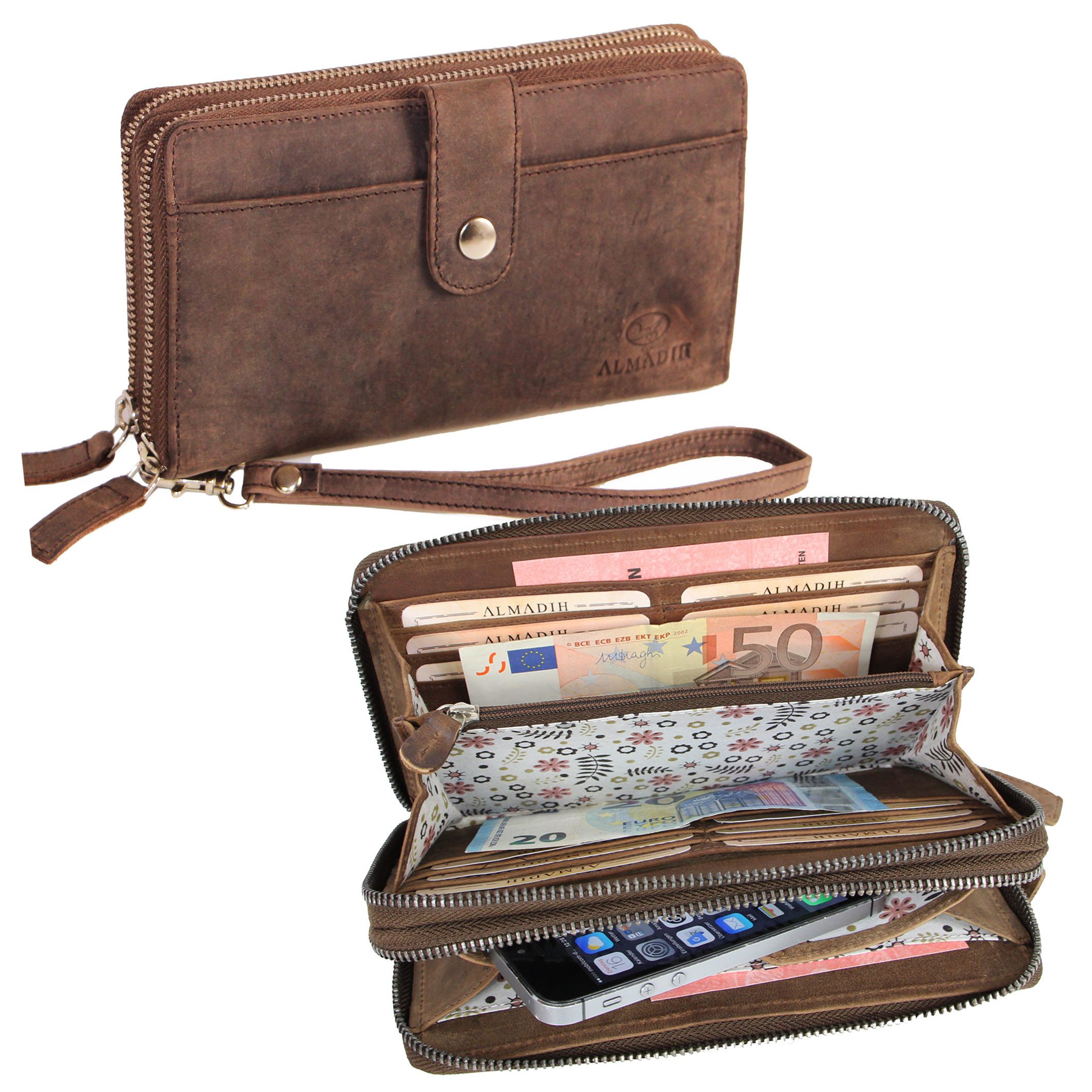 ALMADIH Geldbörse GIANA börse RFID Portemonnaie mit Handyfach & Handgelenks günstig online kaufen