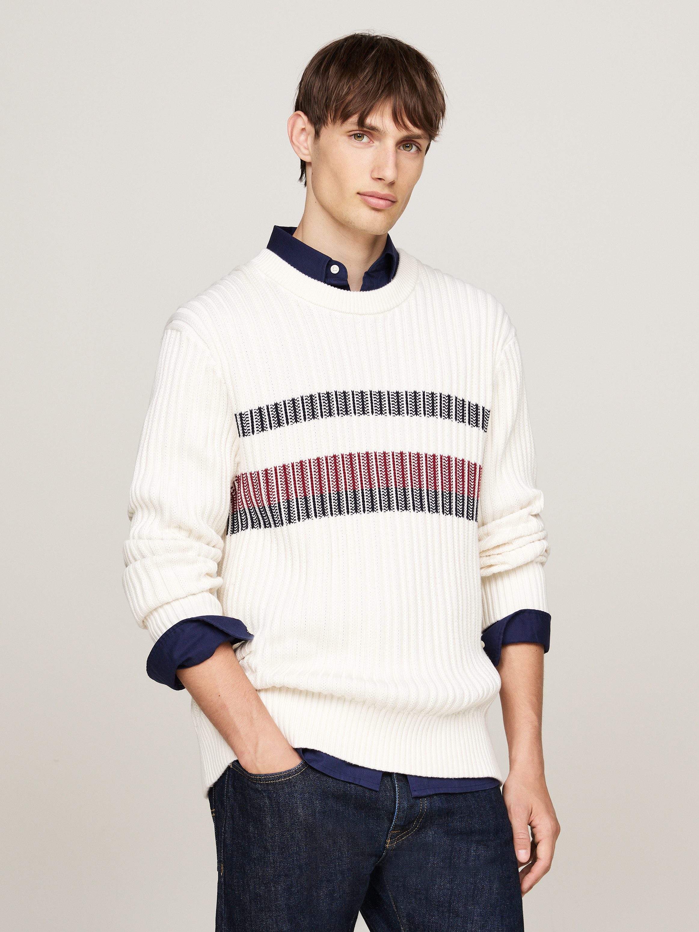 Tommy Hilfiger Rundhalspullover GLOBAL STRIPE CHUNKY günstig online kaufen