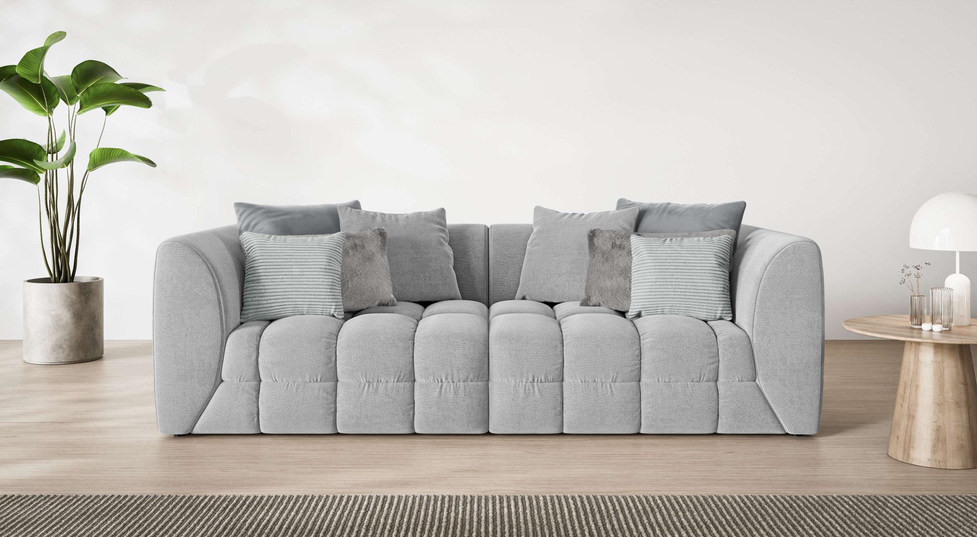 s.Oliver Big-Sofa COBBO 3-Sitzer Design-Sofa Bubble-Optik, Maße B/T/H: 259/126/104 cm, mit vielen Kissen, moderne Steppung und hoher Sitzkomfort