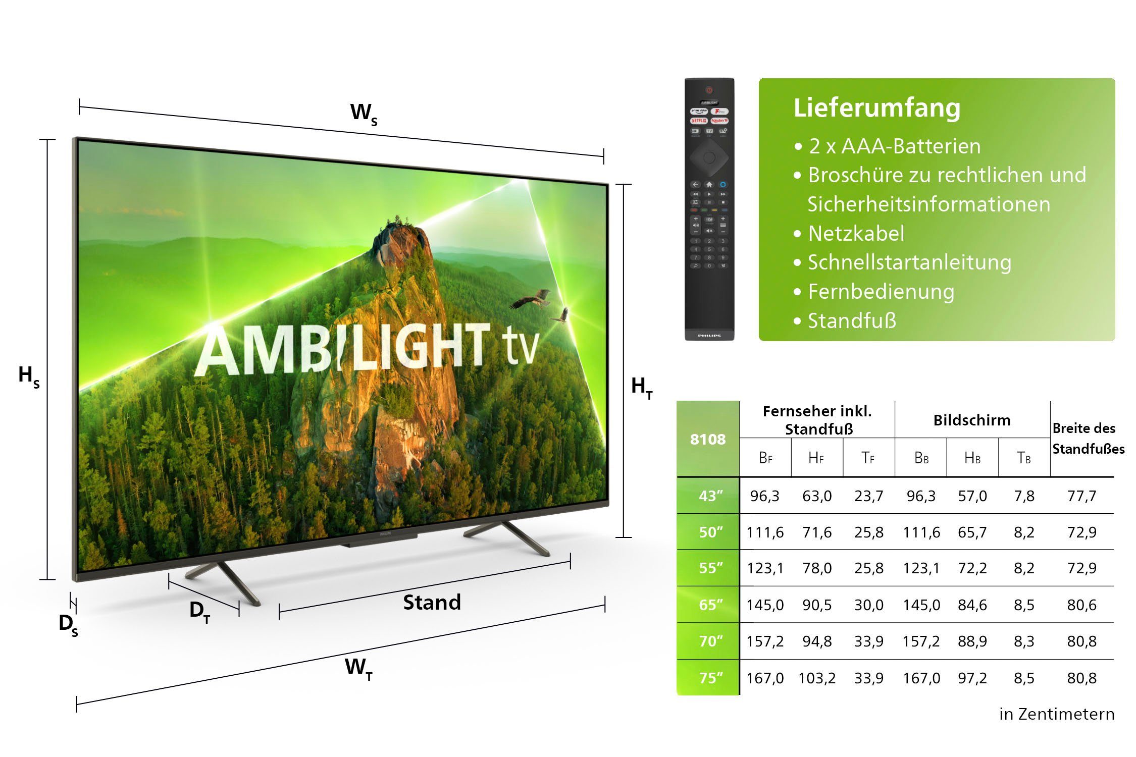 Smart-TV) (126 HD, Philips cm/50 4K Ultra 50PUS8108/12 LED-Fernseher Zoll,