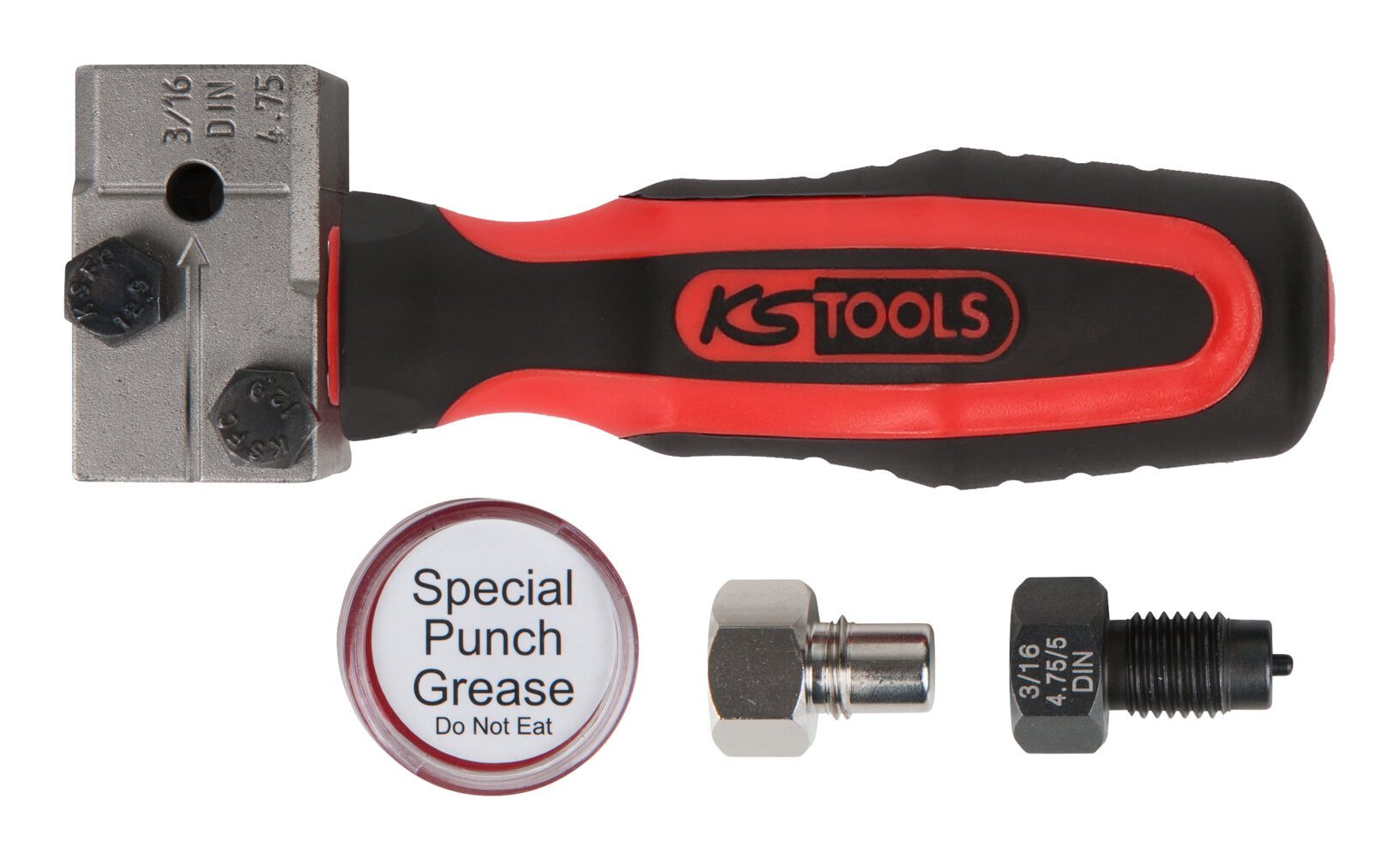 KS Tools Bördelgerät, (4-tlg), FLAREFIXeco 4,75 mm Universal-BremsleitungsSatz, 4-teilig
