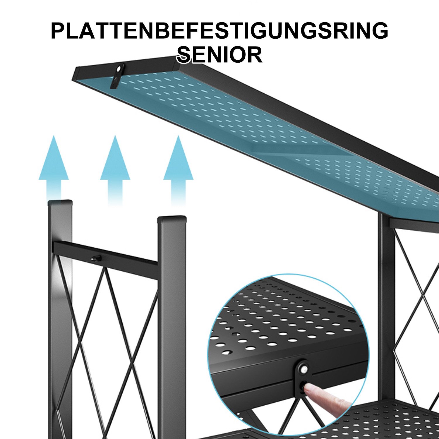 FOXSPORT Standregal mit Rollen (Zweierset), 2er-Set, Komplett-Set, Traglast von 20 kg pro Ebene, mit 5 Ablagen, Schwerlastregal, Küchenregal, 72x37x163cm – Bild 4 von 5