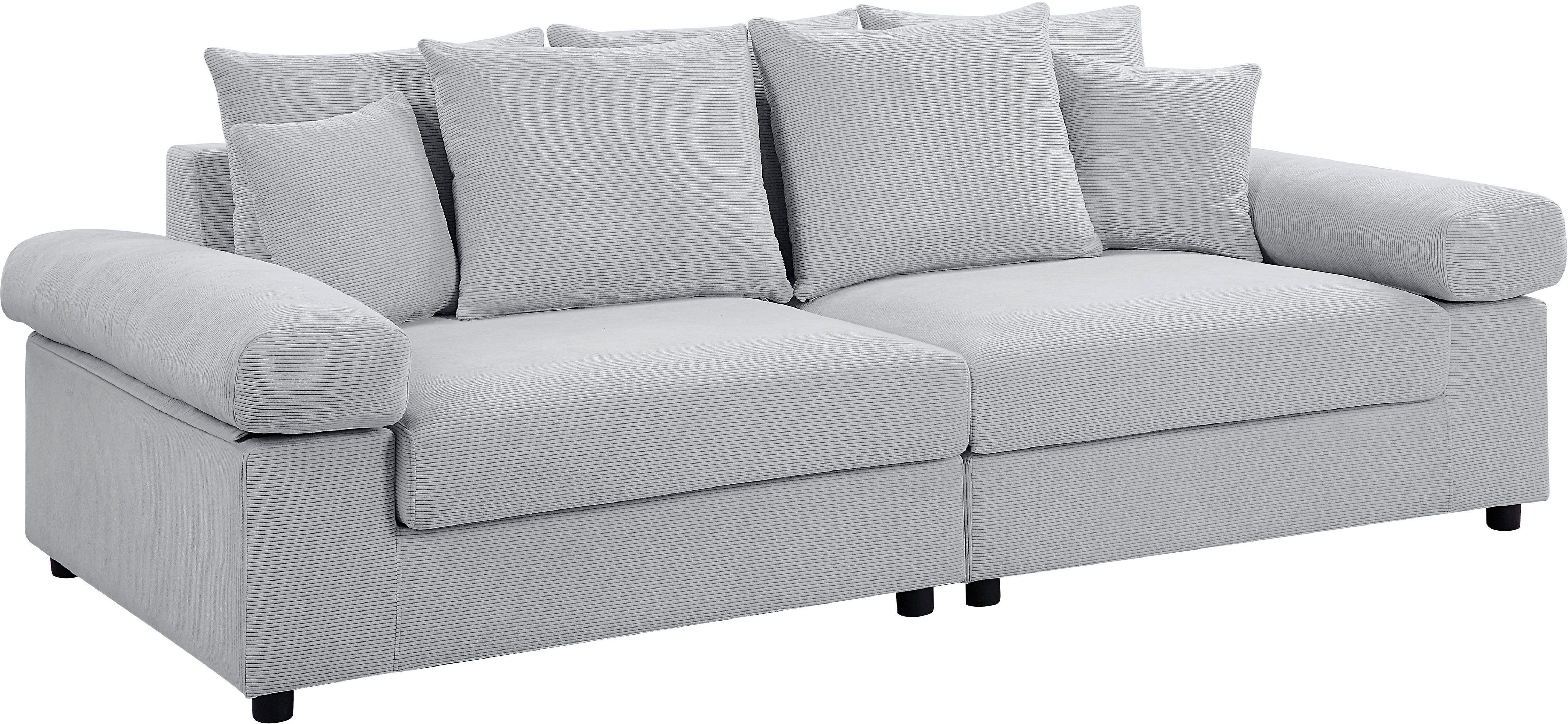 Federkern, Big-Sofa mit frei im stellbar Cord-Bezug, grau Bjoern, XXL-Sitzfläche, home mit Raum ATLANTIC collection