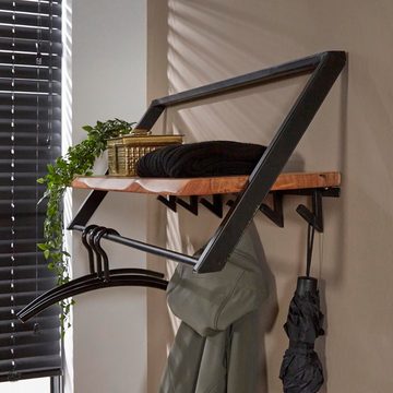 RINGO-Living Kleiderständer Massivholz Garderobe Nalani in Natur-hell und Schwarz-matt 6 Haken, Möbel