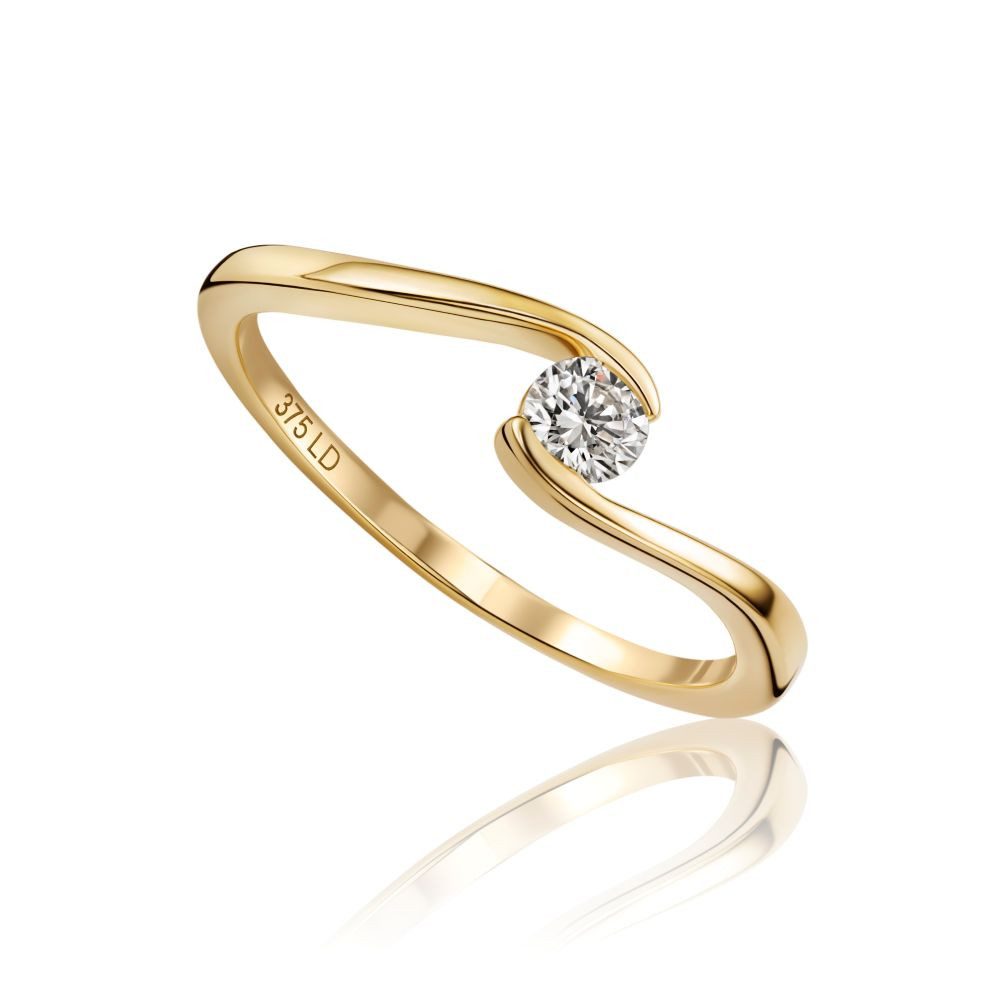 Miore Solitärring für Damen in 9K (375) Gelbgold mit Diamant 0,10 oder 0,16 ct, in Spannfassung - Echtgold