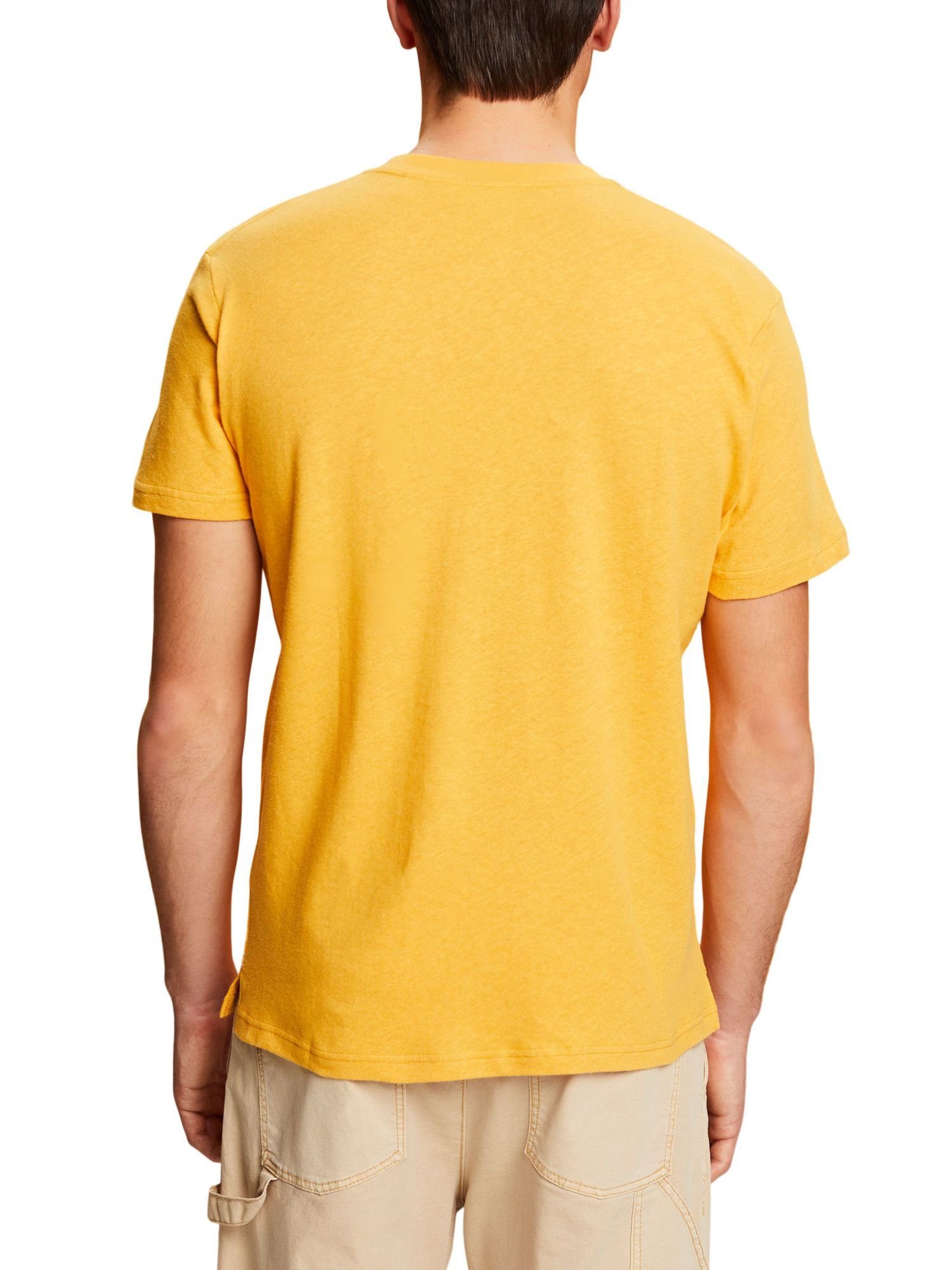 T-Shirt YELLOW Baumwoll-Leinenmix Rundhals-T-Shirt, SUNFLOWER (1-tlg) Esprit