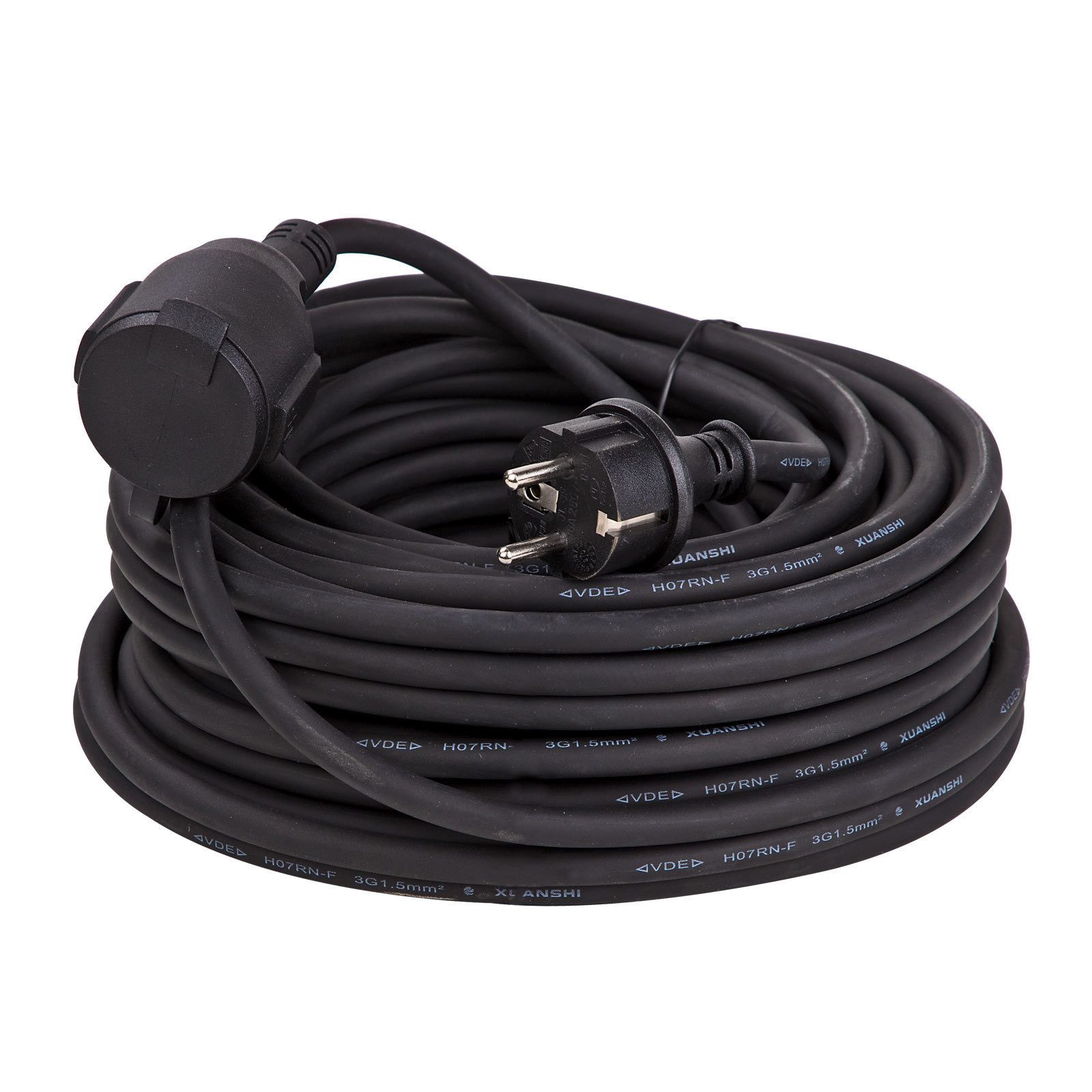 DEMA 25 m Verlängerungskabel H07RN-F 3x1,5mm² IP44 für innen/außen schwarz Verlängerungskabel