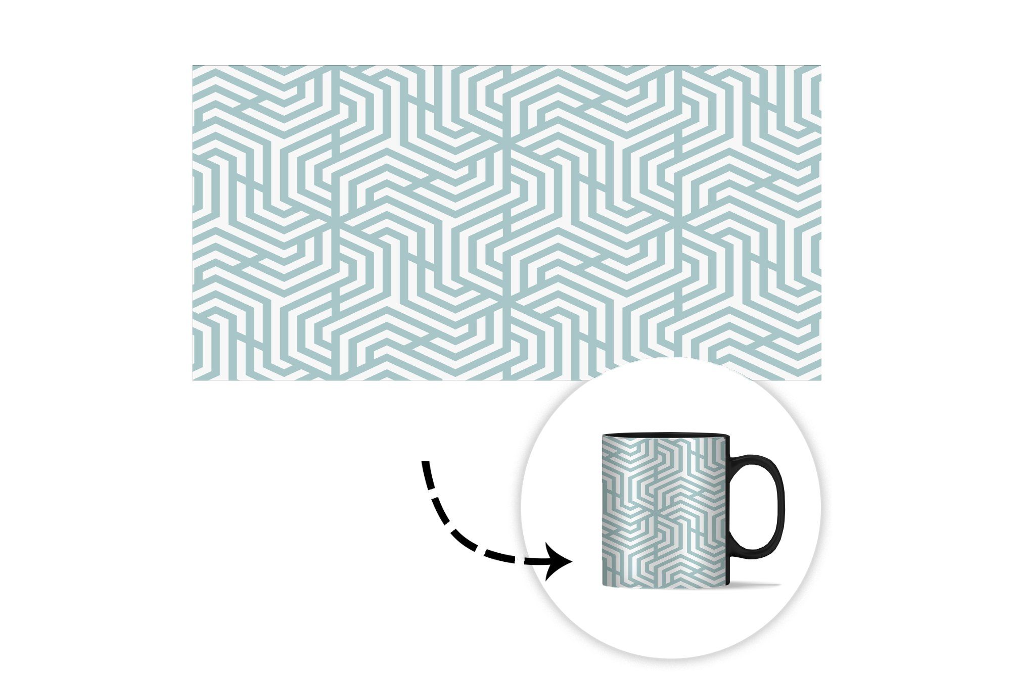 Abstrakt Kaffeetassen, Keramik, - Dreieck Tasse Geometrie, Zaubertasse, - Teetasse, Geschenk MuchoWow Muster Farbwechsel, -