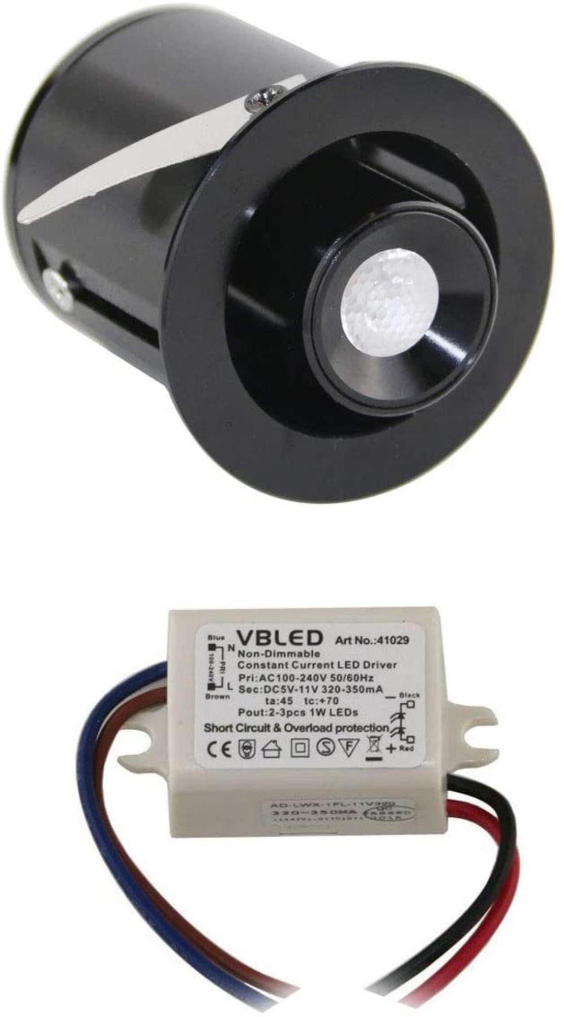 VBLED LED Einbaustrahler »1W Mini LED Einbaustrahler " TINI" Schwenk- und  Höhenverstellbar«, LED fest integriert, Warmweiß
