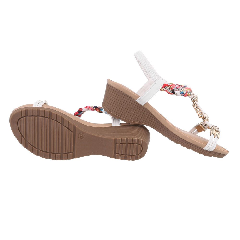 Ital-Design Damen Freizeit Keilsandalette (86016725) Keilabsatz/Wedge Keilsandaletten in Weiß