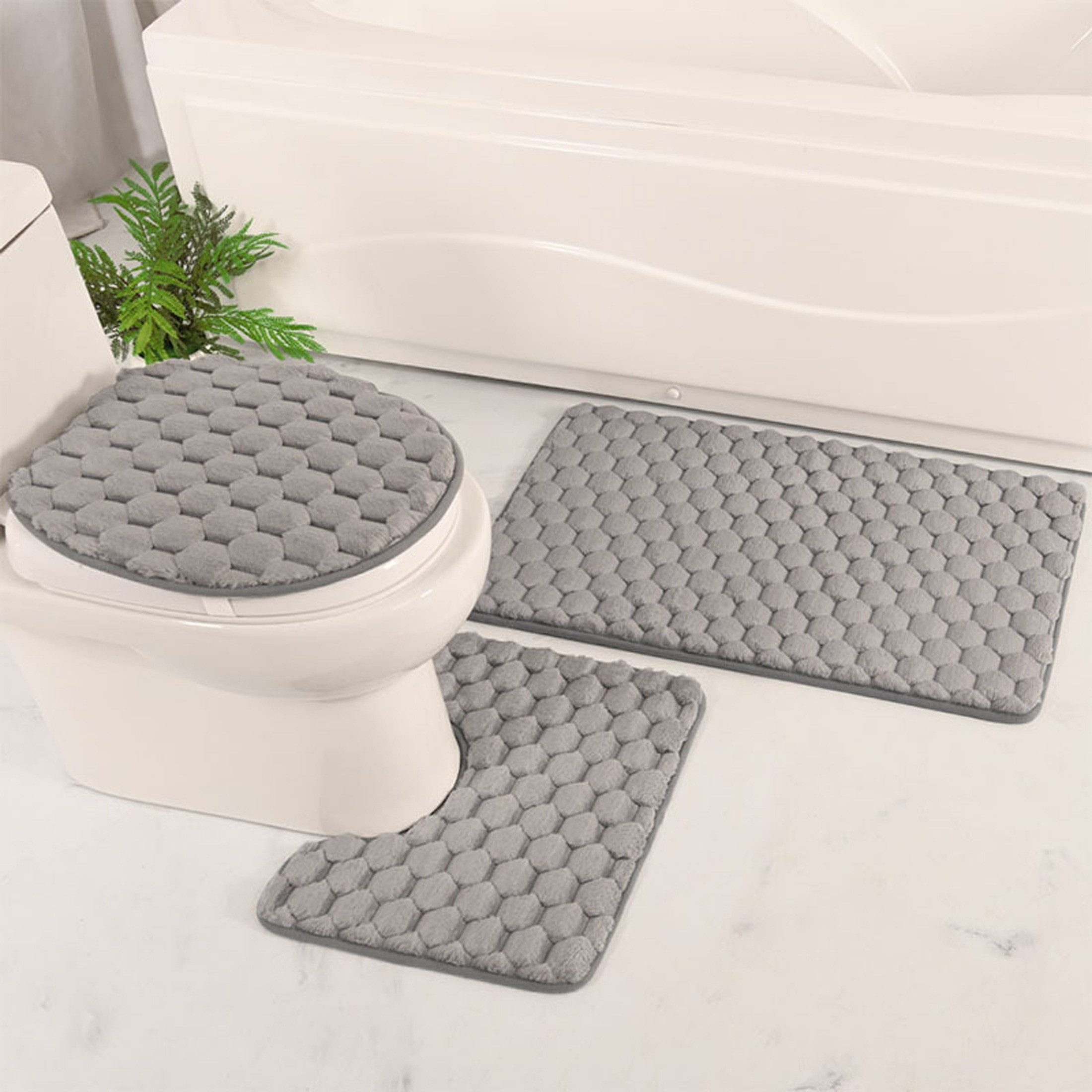 YINDN Badematte 3-tlg. Badteppichset, Stand-WC Set, günstig online kaufen