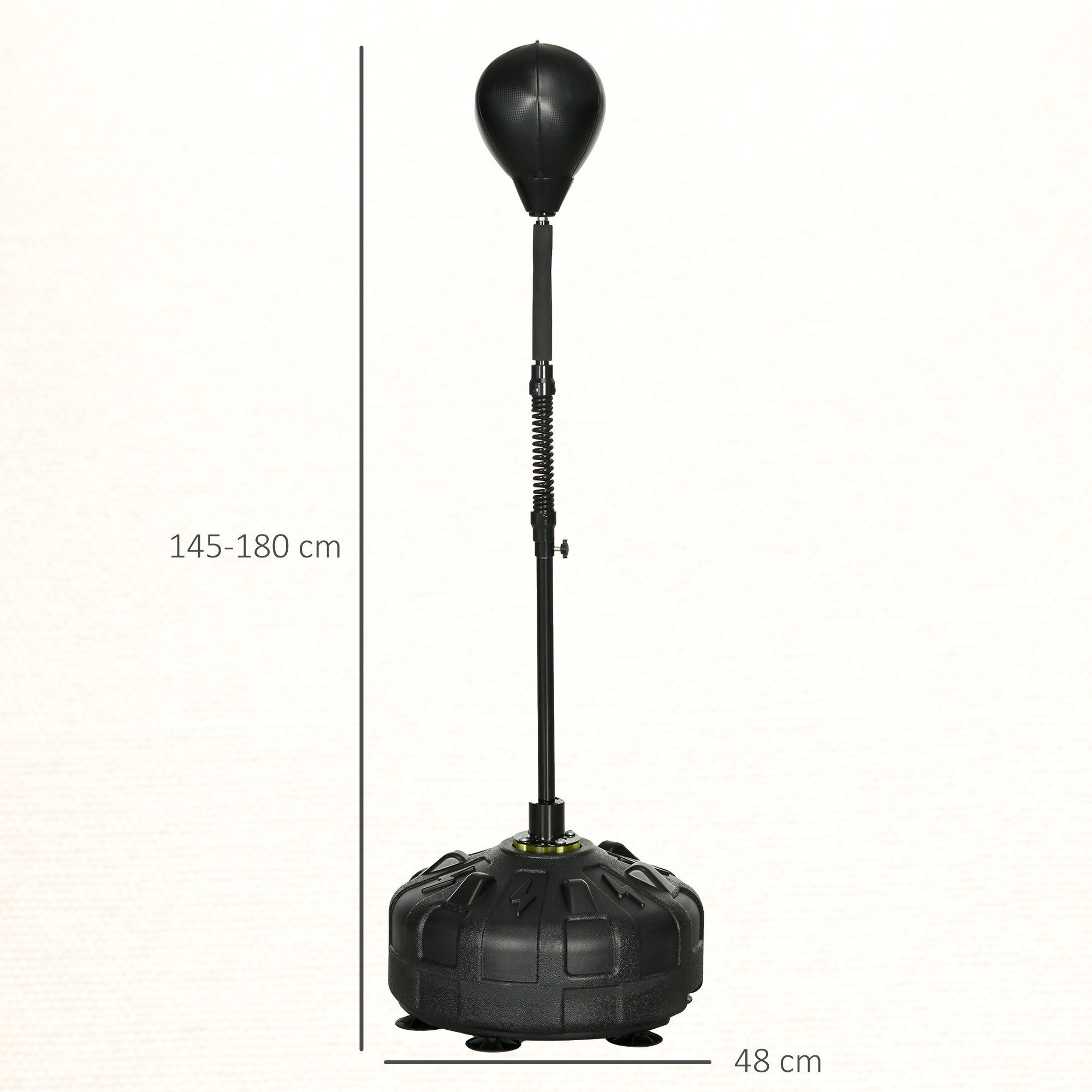 SPORTNOW Punchingball Boxball 145-180 cm höhenverstellbarer Standbox-Trainer (Standboxball, 1-tlg., Speedball), für Übung, Training, Kunstleder, Schwarz