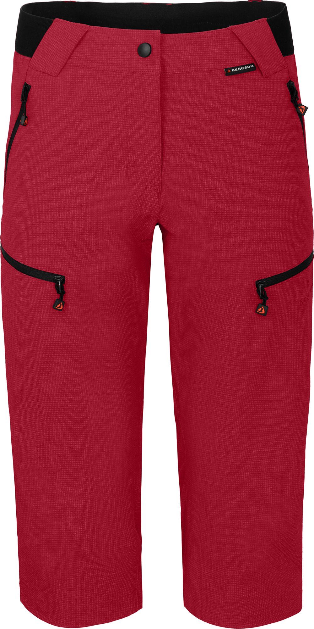 Bergson Outdoorhose PORI Capri Damen 3/4 Wanderhose, robust, elastisch, Normalgrößen, rot