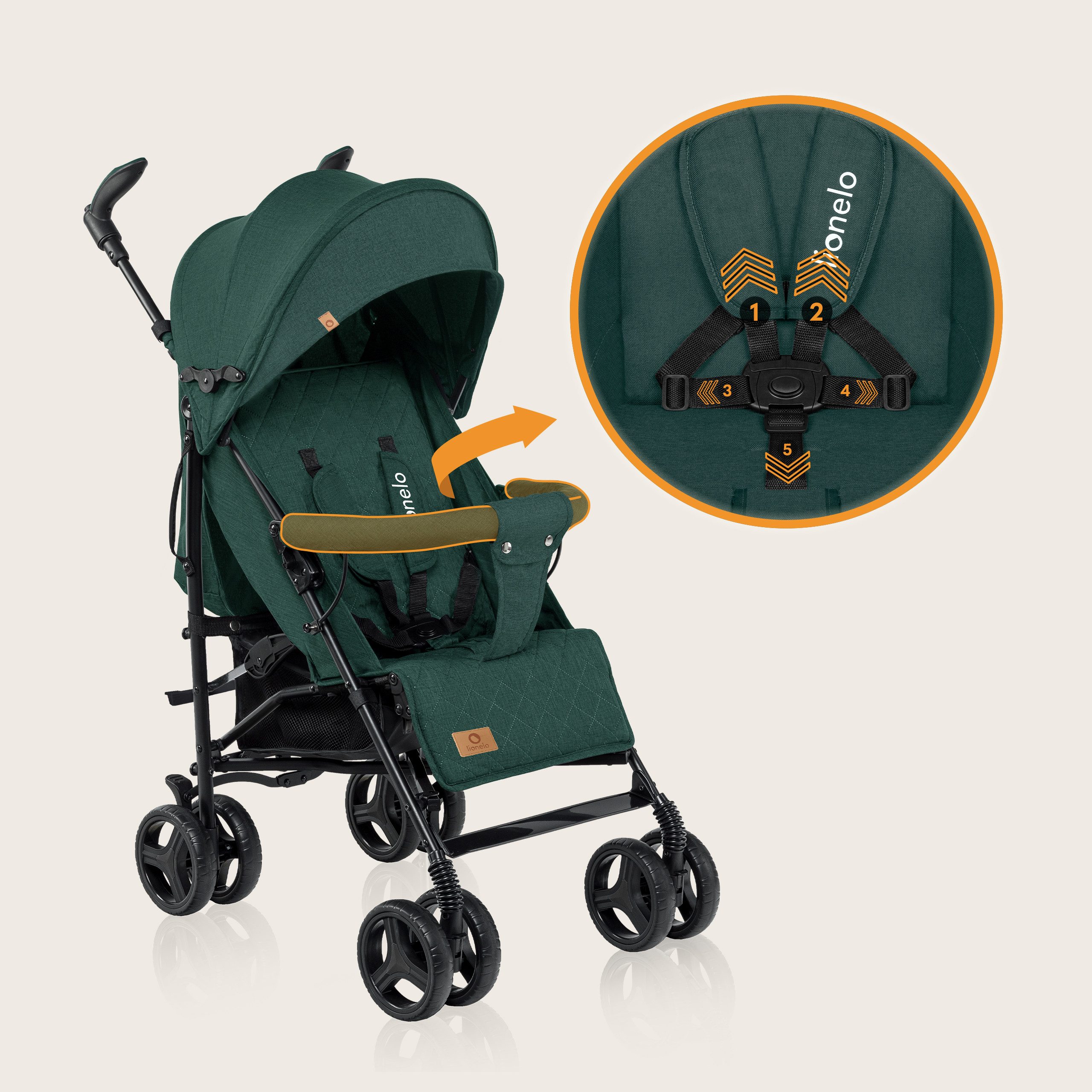 lionelo Kinder-Buggy IRMA, Leichte, Moskitonetz, Großer Korb ab 6 month bis 3 Jahre