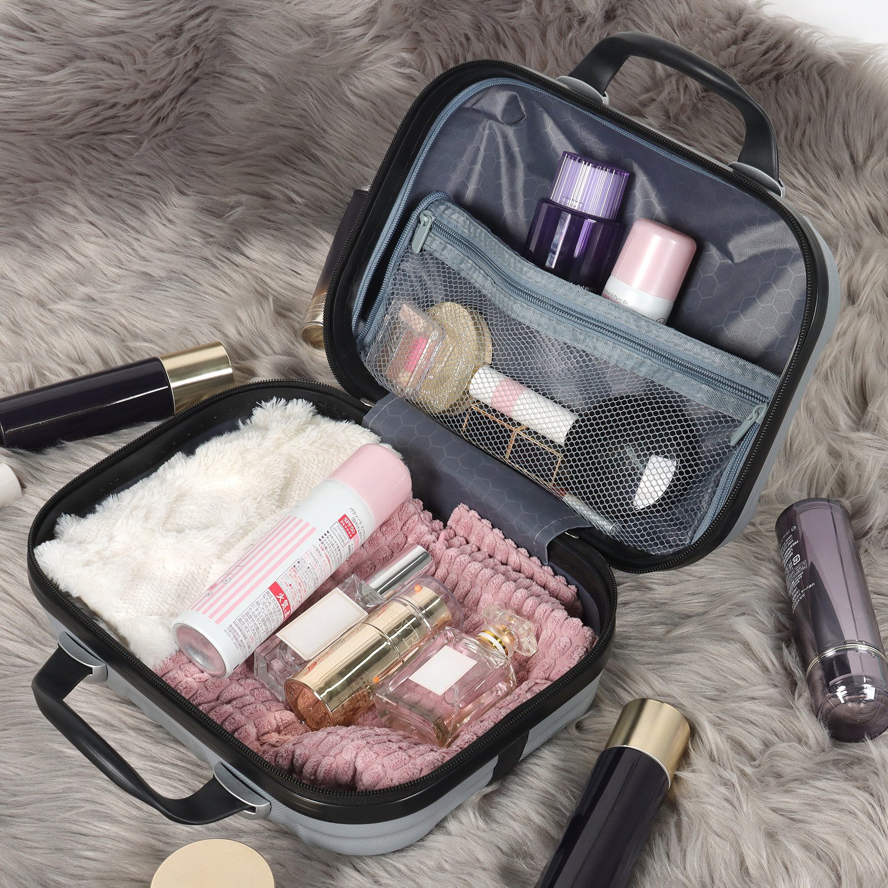 CALIYO Kosmetikkoffer Tragbare Make-up Organizer Box Kosmetikkoffer Make-up Koffer, für Kosmetiktasche für Reise Kulturbeutel auf Trolley befestigbar
