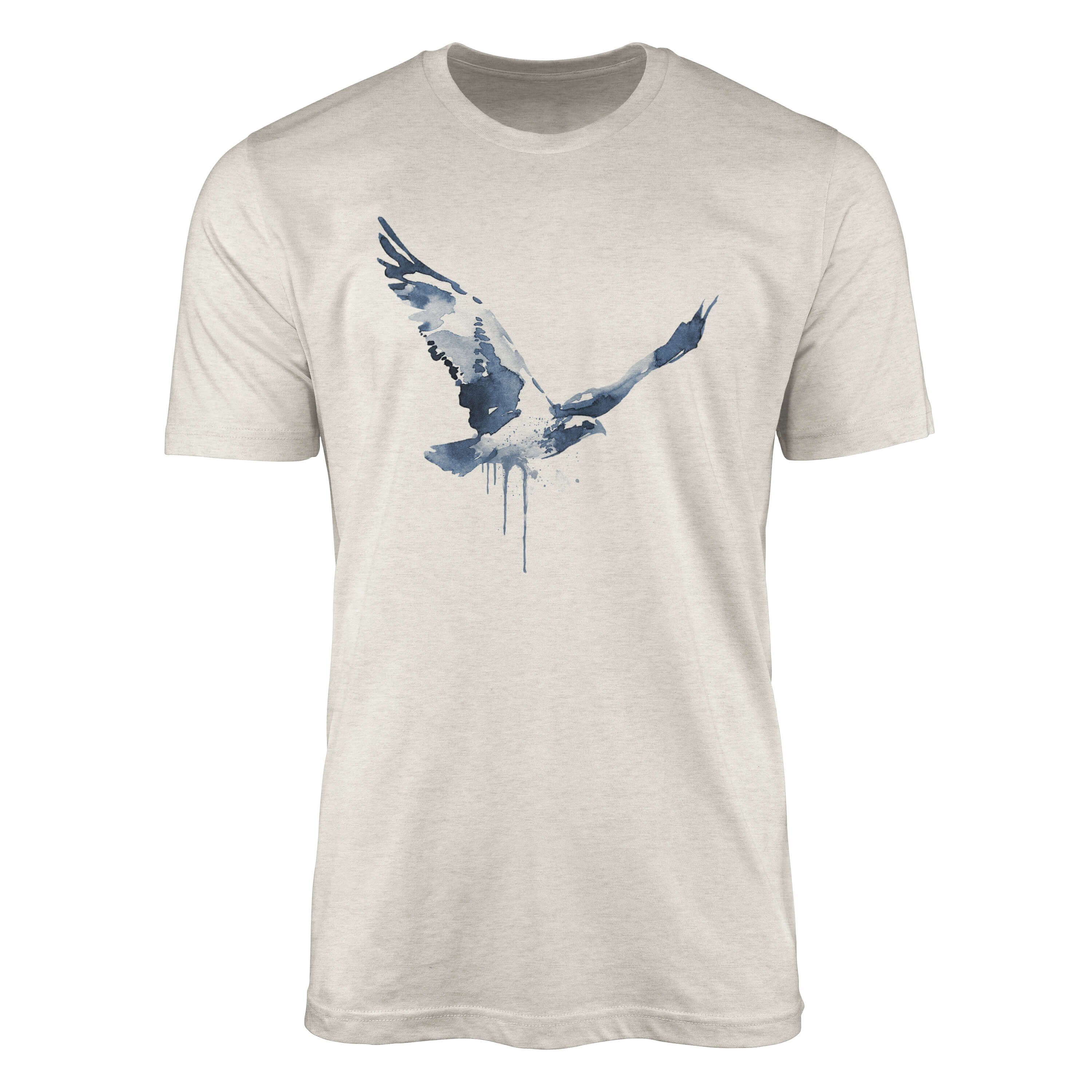Sinus Art T-Shirt Herren Shirt Organic T-Shirt Aquarell Motiv Falke Vogel Bio-Baumwolle Ökomode Nachhaltig Farbe (1-tlg)