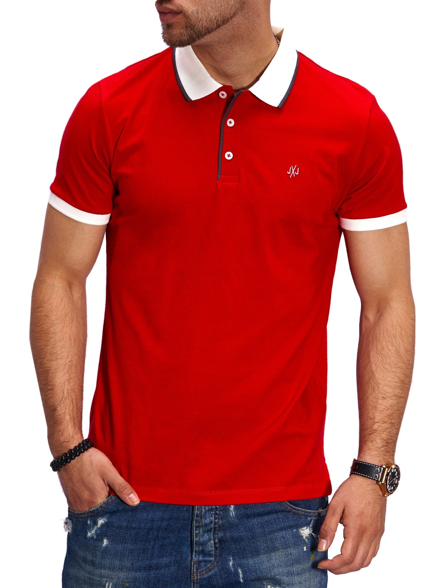 Jack & Jones Poloshirt JJJAQPOLO Herren in Kontrastfarben