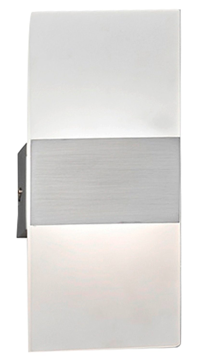 FISCHER & HONSEL LED Wandleuchte FODER, 1-flammig, Silbergrau, Weiß, Metall, Glas, LED fest integriert, Extra-Warmweiß, B 10 x H 27 x T 4 cm