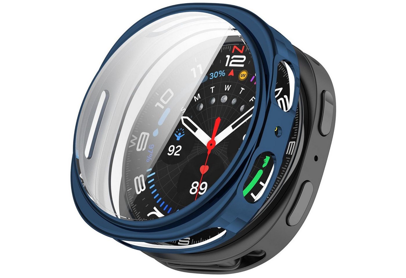 Wigento Smartwatch-Hülle TPU für Samsung Galaxy Watch 9 8 40mm Electroplated Full Cover Blau, Full TPU Schutzhülle, nahtlose Passform