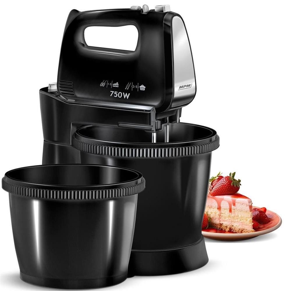 MPM Stabmixer MPM MMR-22Z/C Handmixer mit 2 Schüsseln 750 W Schwarz
